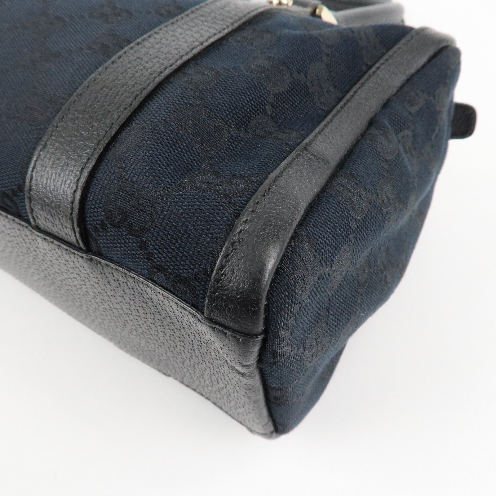 GUCCI Abbey GG Canvas Leather Mini Boston Bag Black 130942 Used