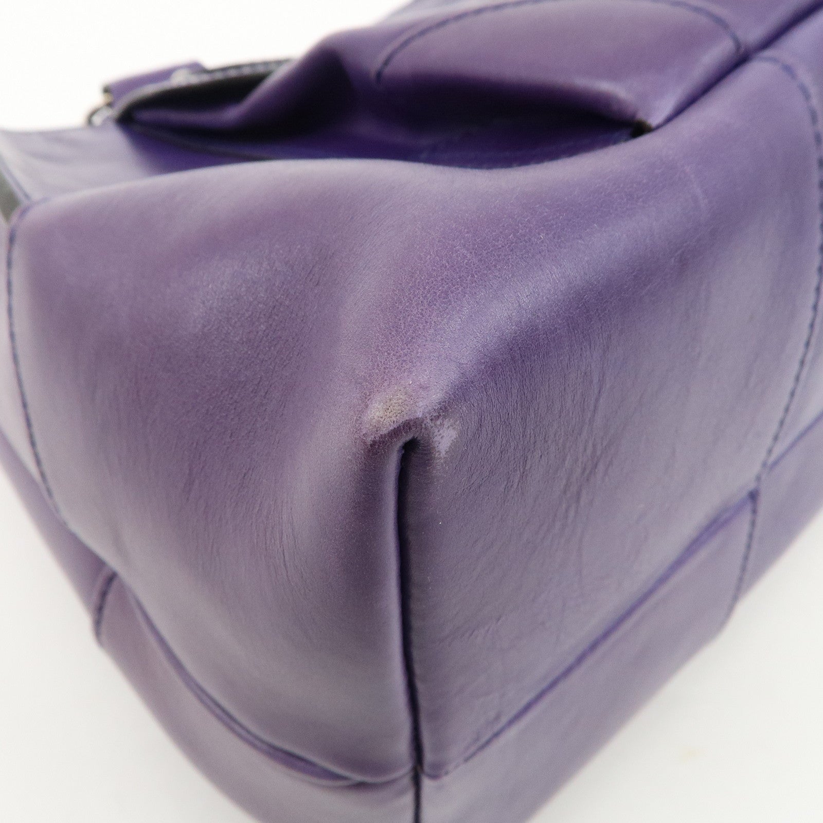 CELINE Leather Boogie Bag Hand Bag Purple Used