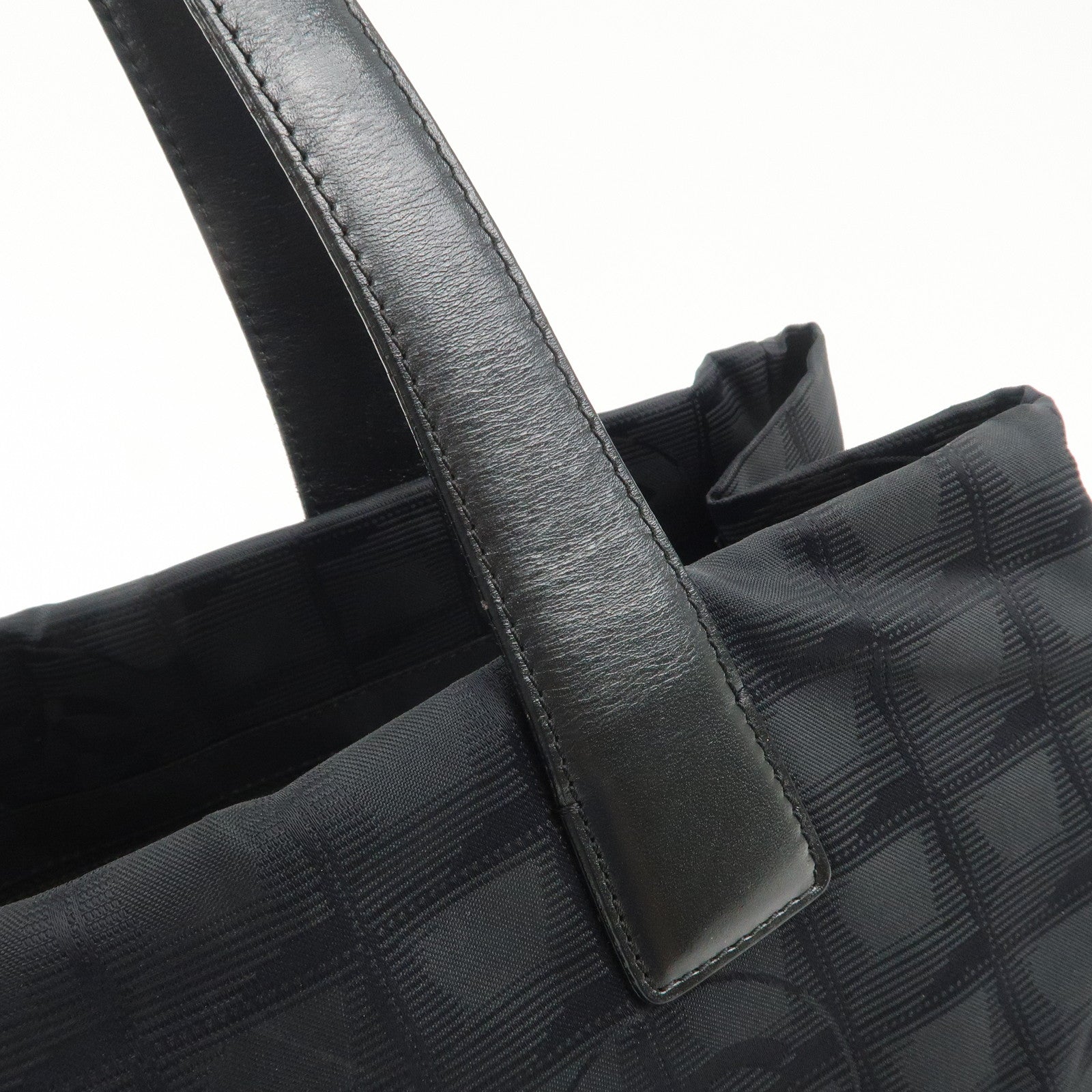 CHANEL New Travel Line Nylon Jacquard Leather Tote Bag A15991 Used