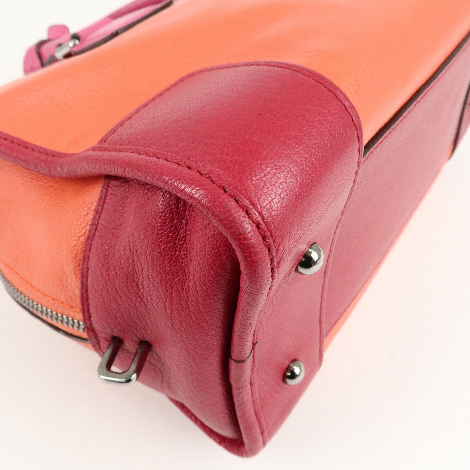 LOEWE Anagram Leather Amazona 28 Hand Bag Orange Bordeaux Pink