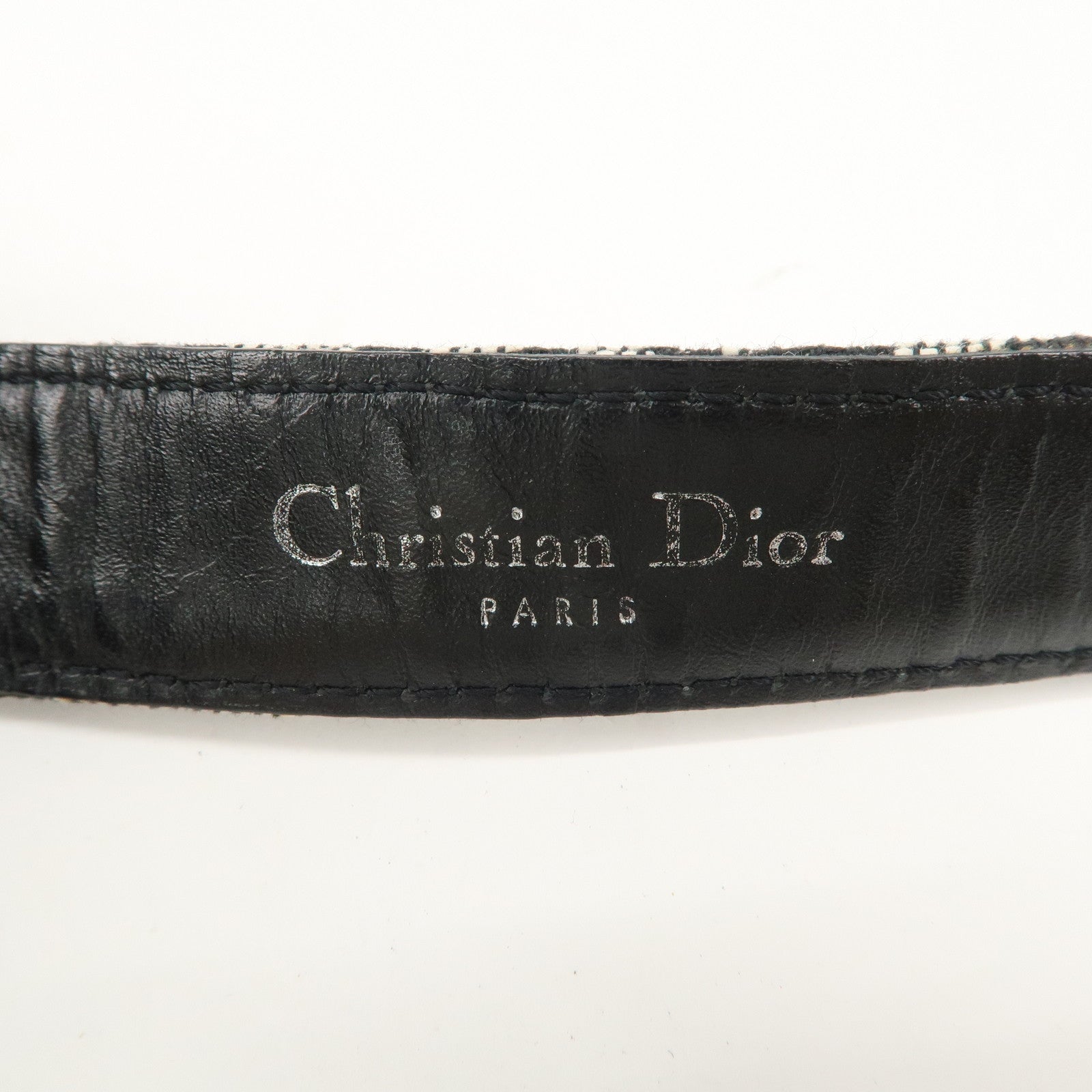 Christian Dior Trotter Canvas Leather CD Logo Belt 94cm Black