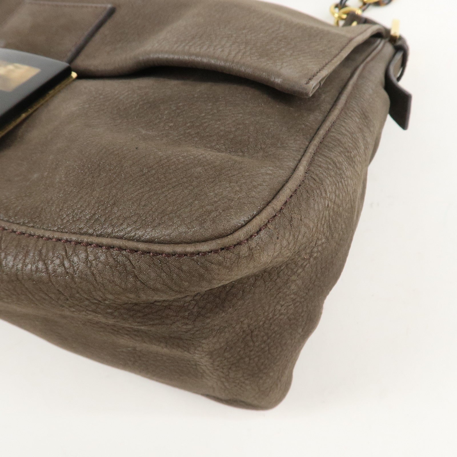 FENDI Big Mamma Baguette Leather Chain Shoulder Bag 8BR638 Used