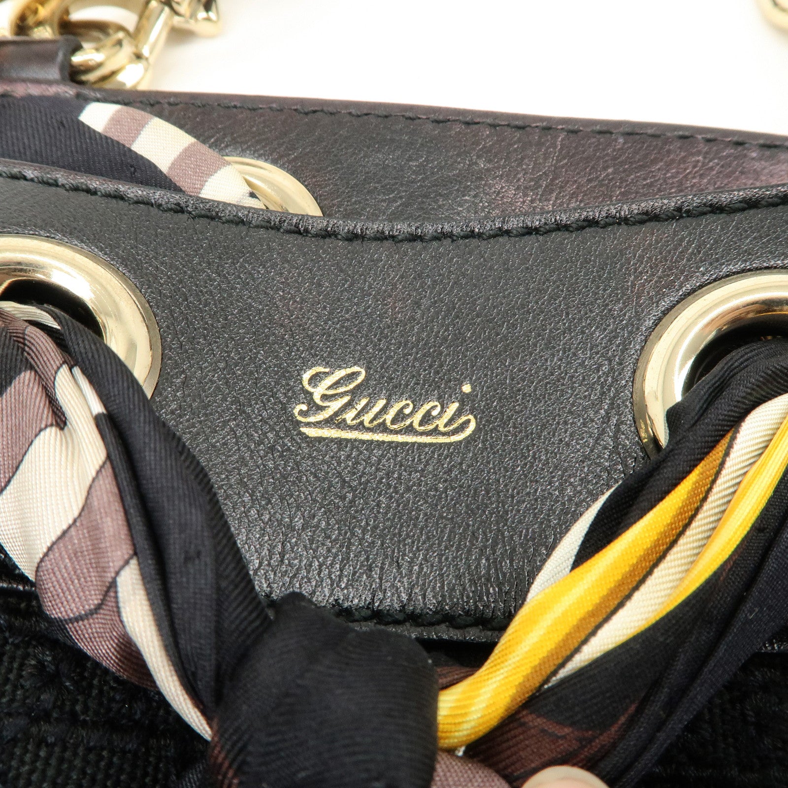 GUCCI Canvas Leather Hand Bag Tote Bag Black 163861