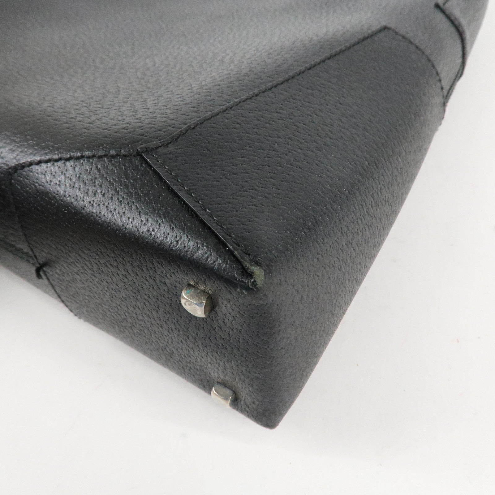 Ferragamo Leather Shoulder bag Hand Bag Black Silver HDW Used