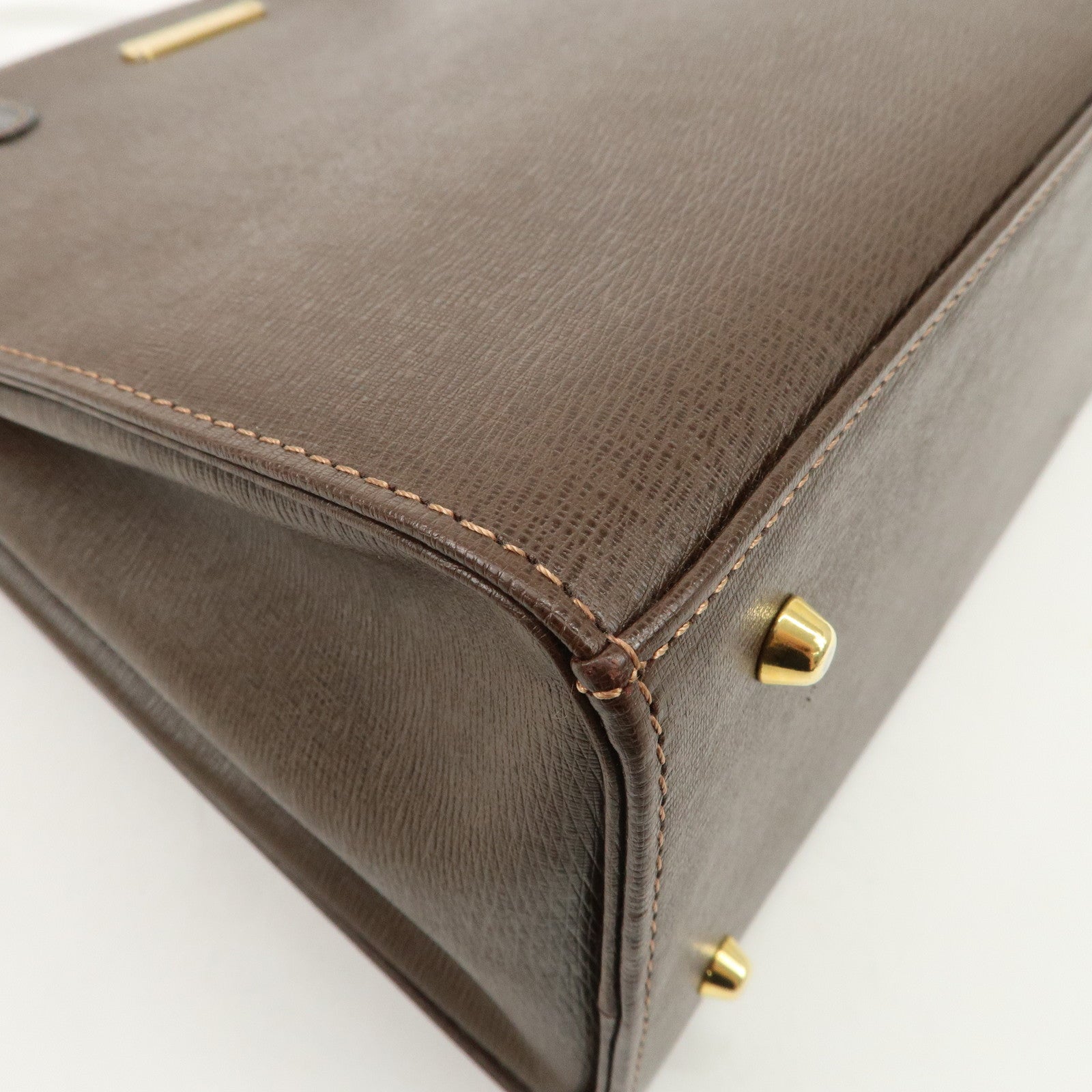 BURBERRY Leather Tote Bag Hand Bag Brown Used
