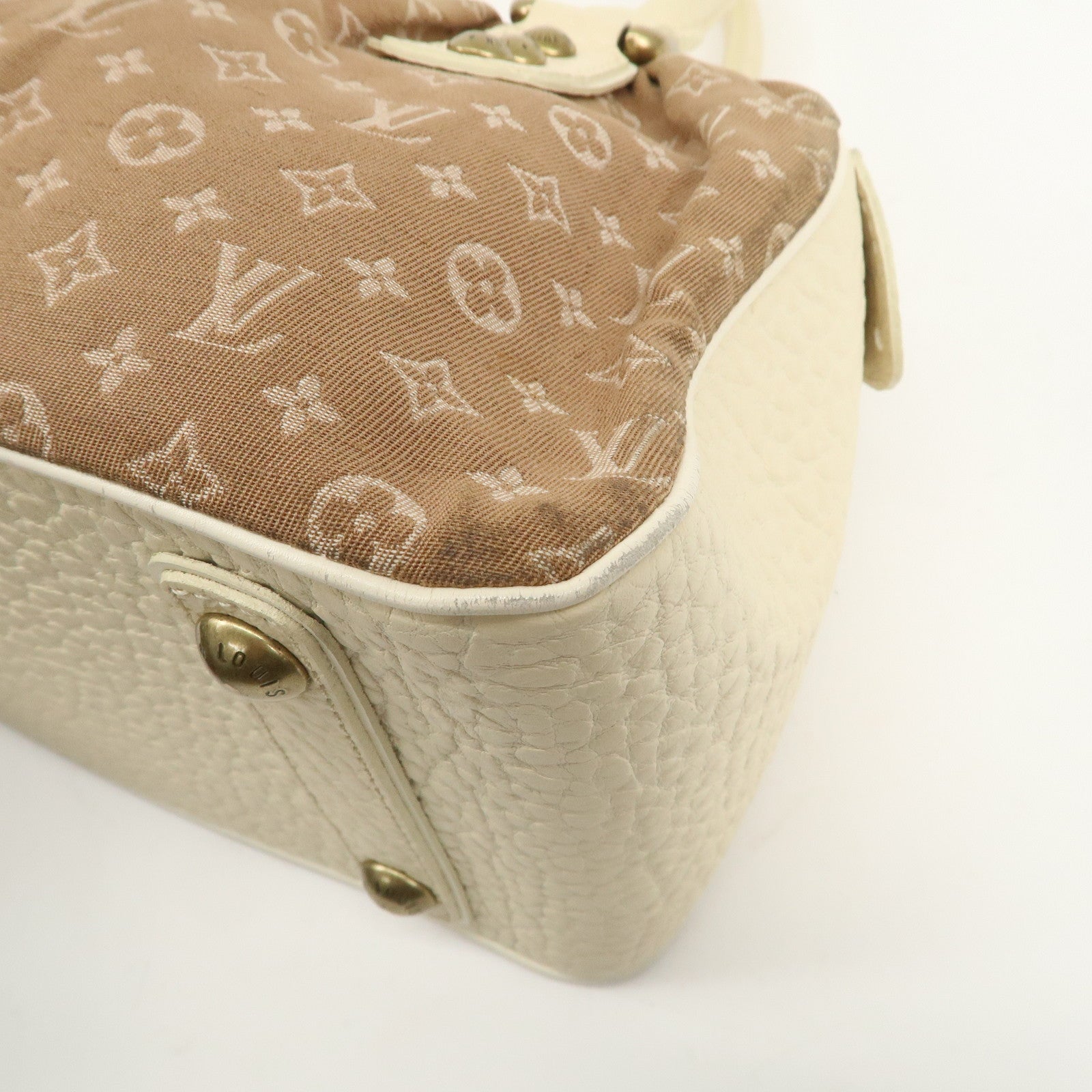 Louis Vuitton Monogram Mini Lin Trapeze PM Hand Bag Caramel M40059 Used