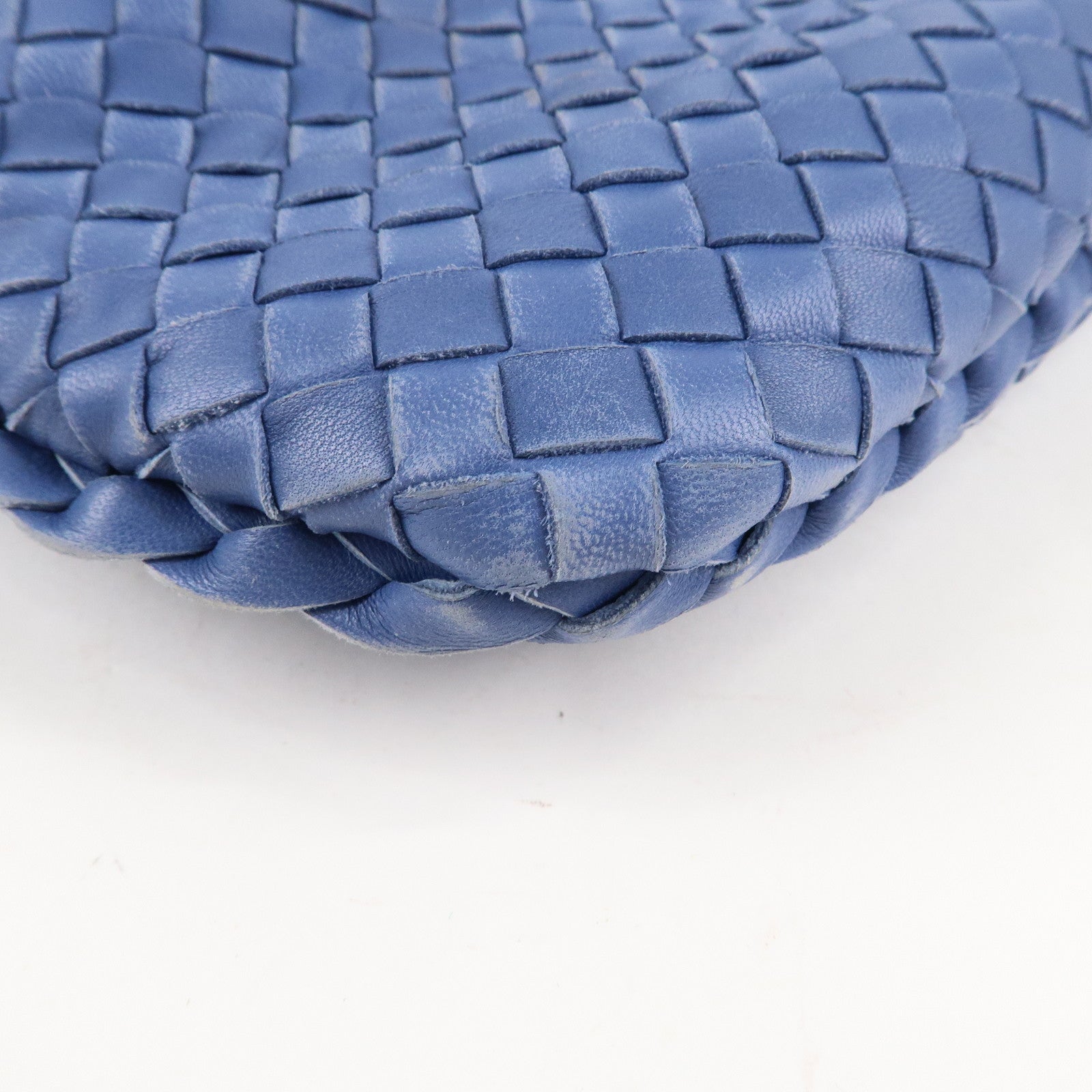 BOTTEGA VENETA Intrecciato Hobo Leather Shoulder Bag Blue 115653