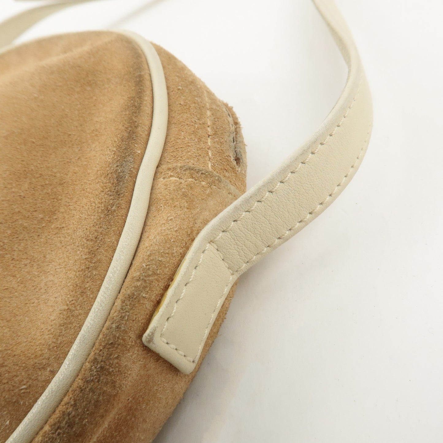 LOEWE Anagram Suede Leather Shoulder Bag Beige Ivory