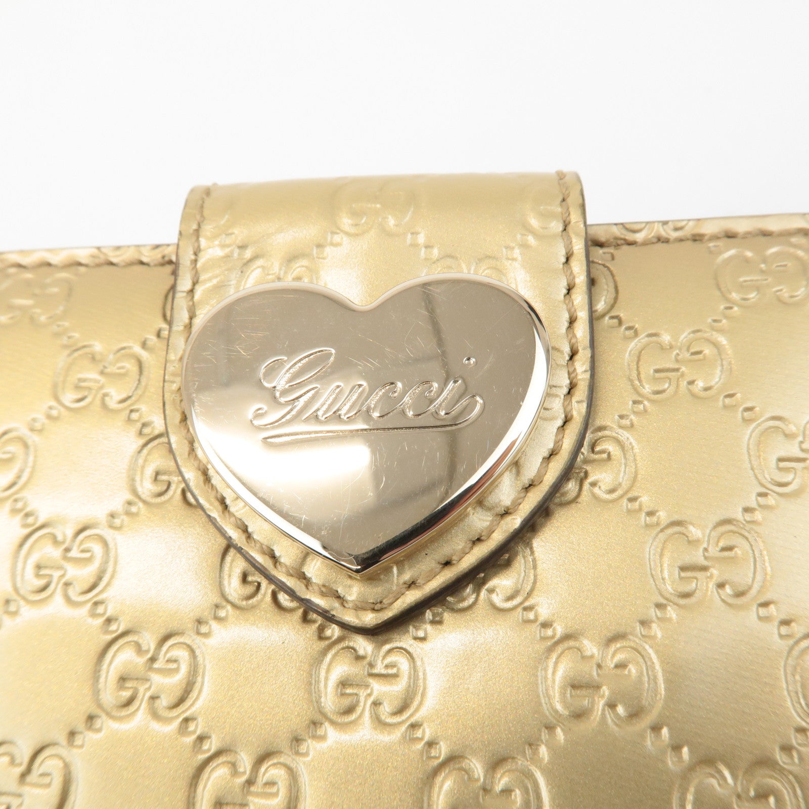 GUCCI Lovely Heart Micro Guccissima Patent Leather CardCase 224261 Used