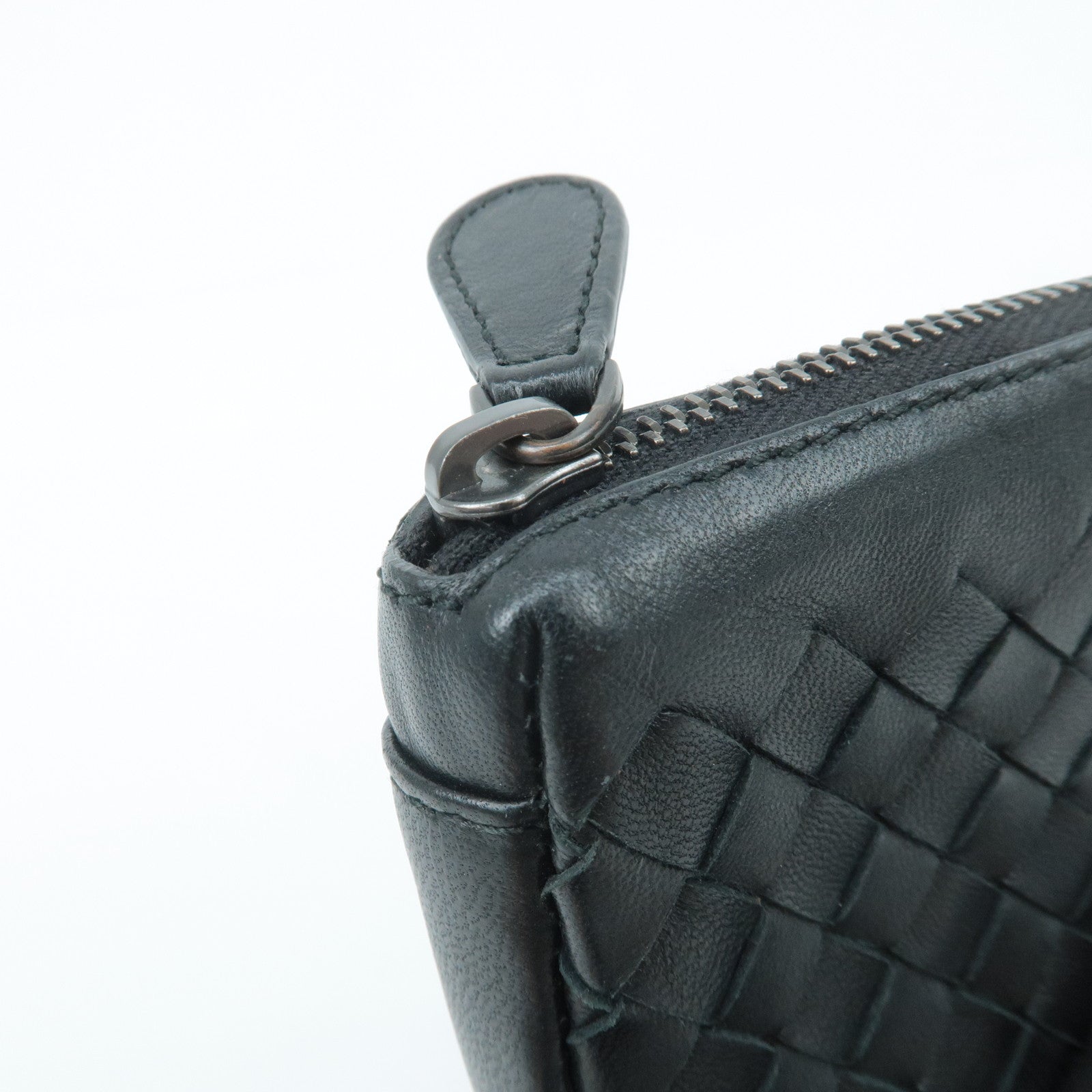 BOTTEGA VENETA Intrecciato Leather Coin Case Black 233808 Used