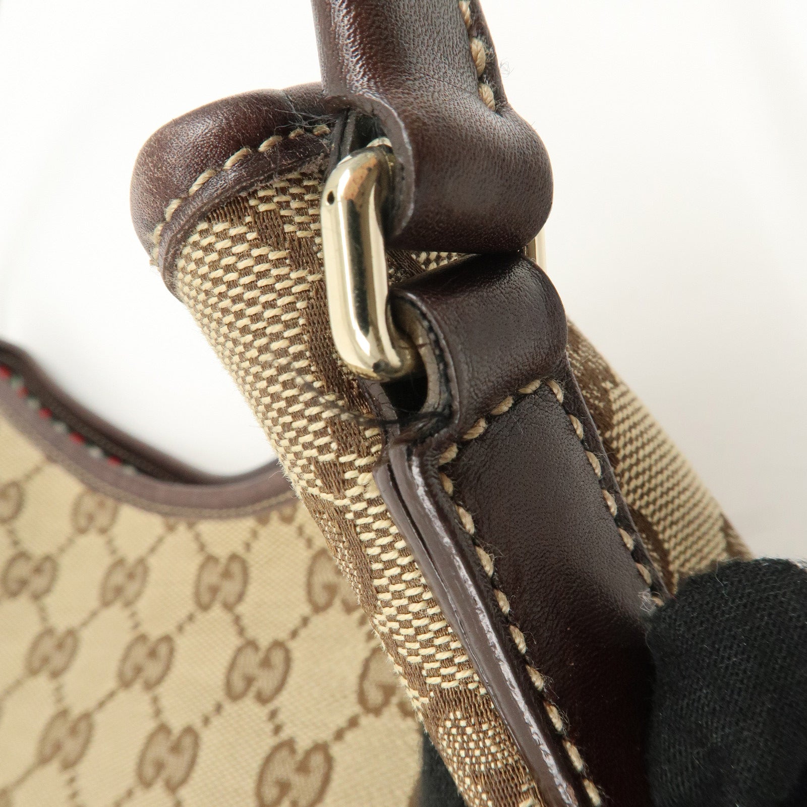 GUCCI New Brit GG Canvas Leather Tote Bag Beige Brown 169945 Used