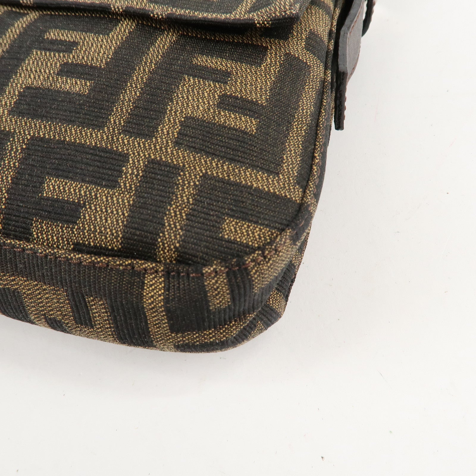 FENDI Mamma Baguette Zucca Canvas Shoulder Bag Brown 26424 Used