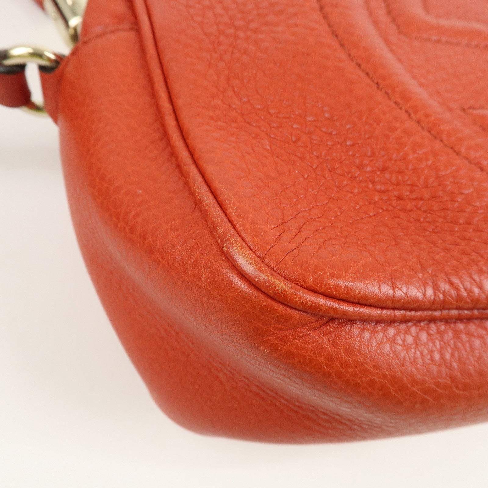 GUCCI SOHO Small Disco Leather Shoulder Bag Orange 308364 Used