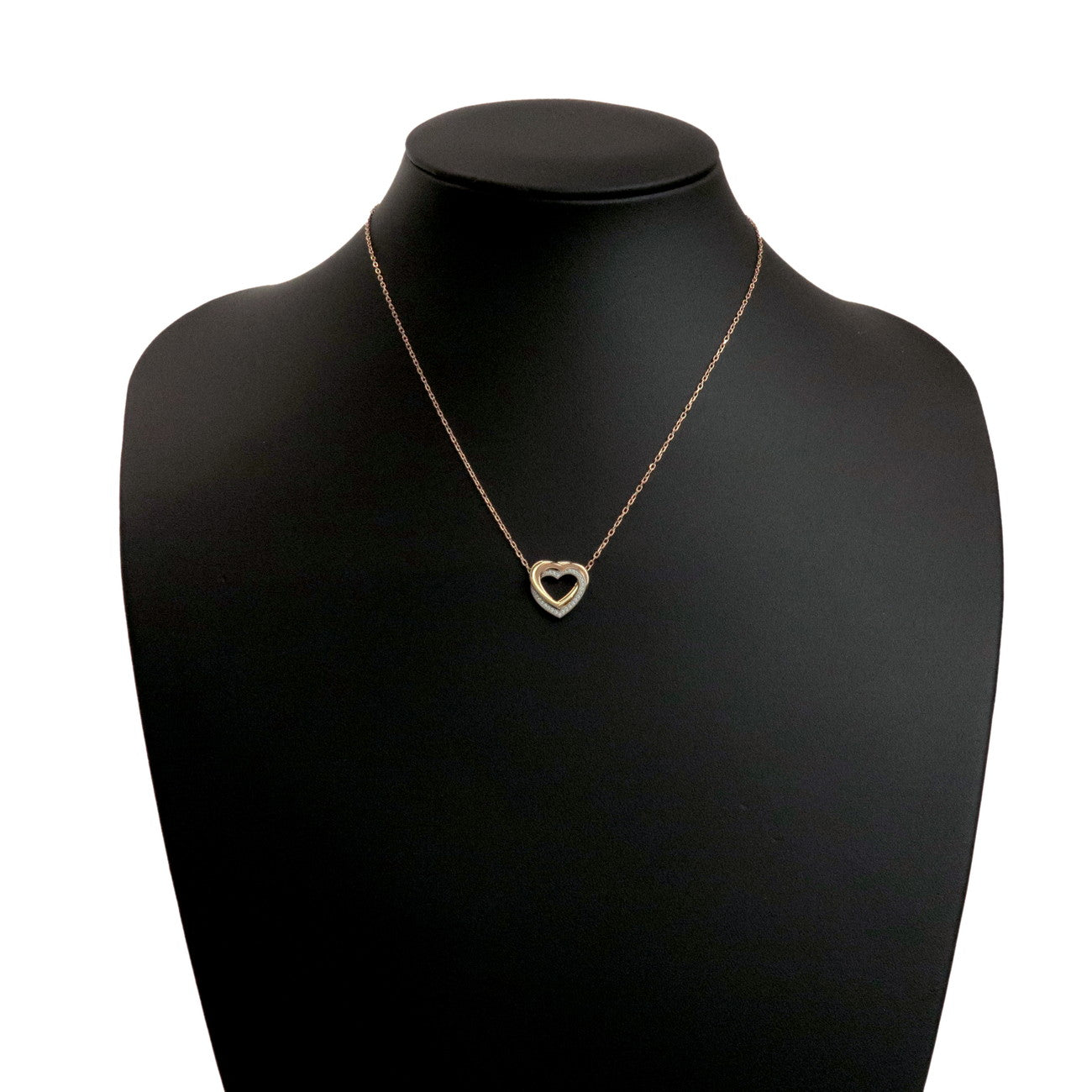 Cartier Trinity Diamond Heart Necklace K18 Yellow Rose White Gold