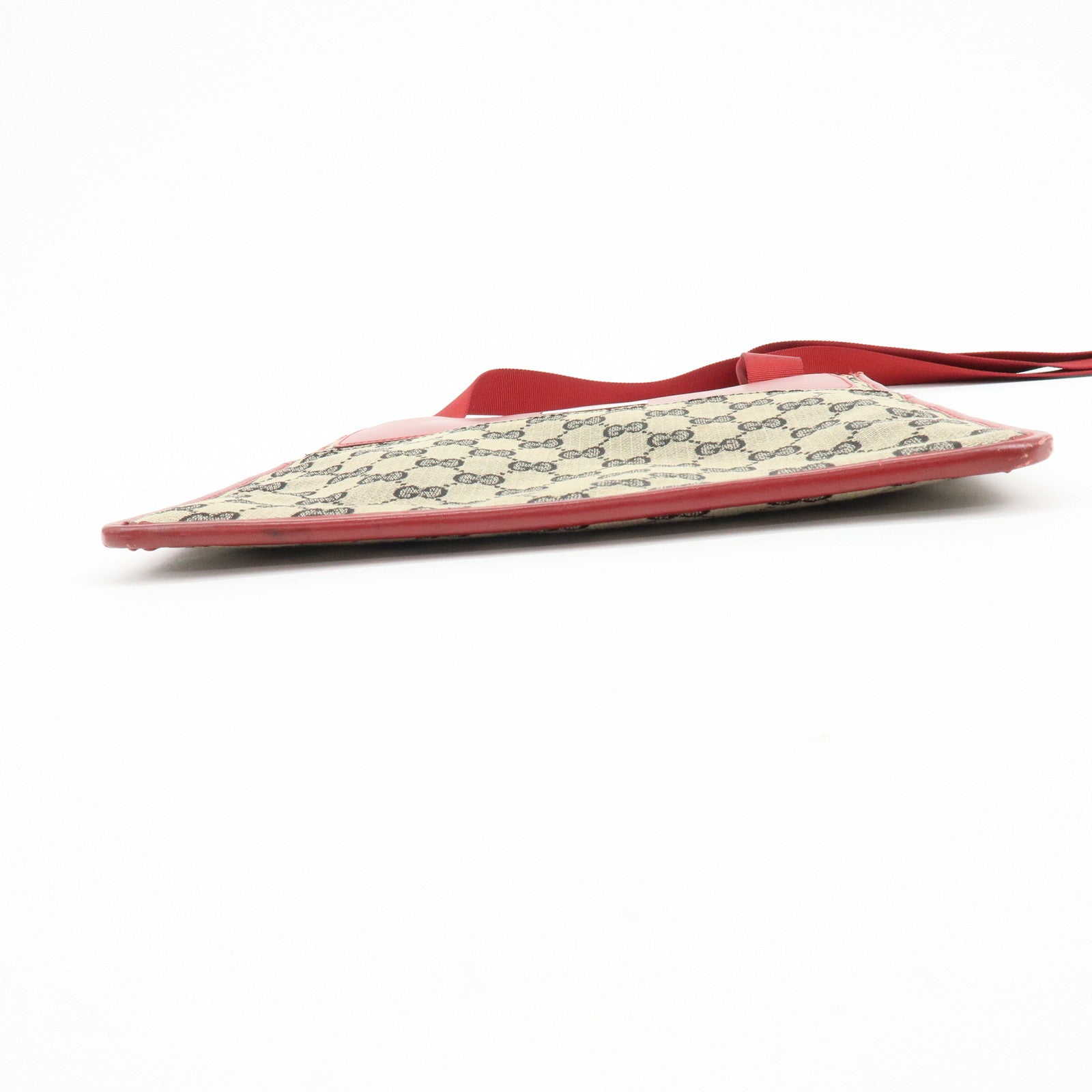 GUCCI GG Canvas Leather Shoulder Bag Beige Red 019・0348・200047