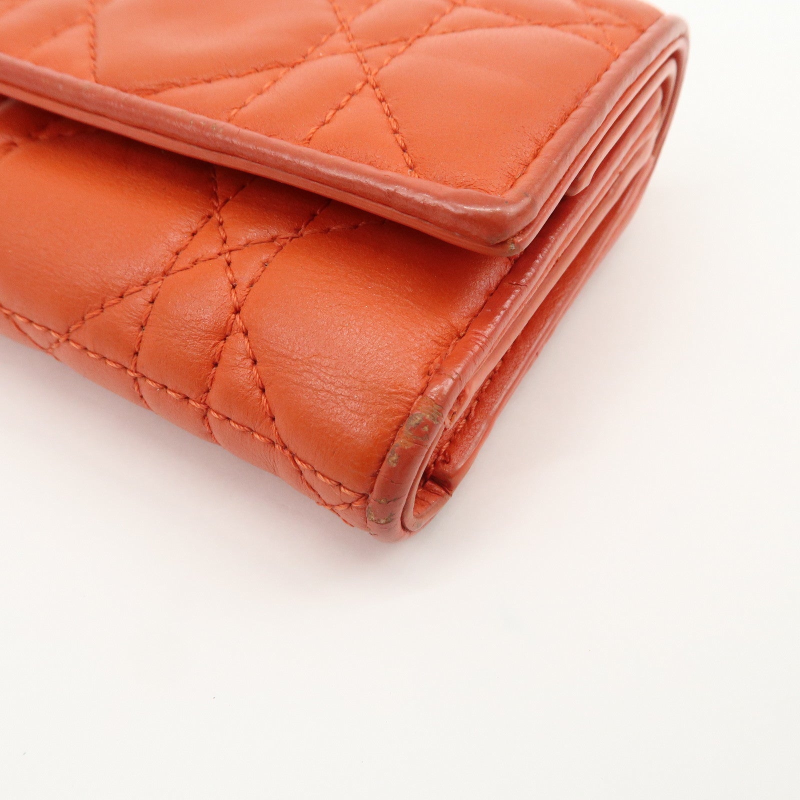 Christian Dior Lady Dior Cannage Leather Tri-fold Compact Wallet
