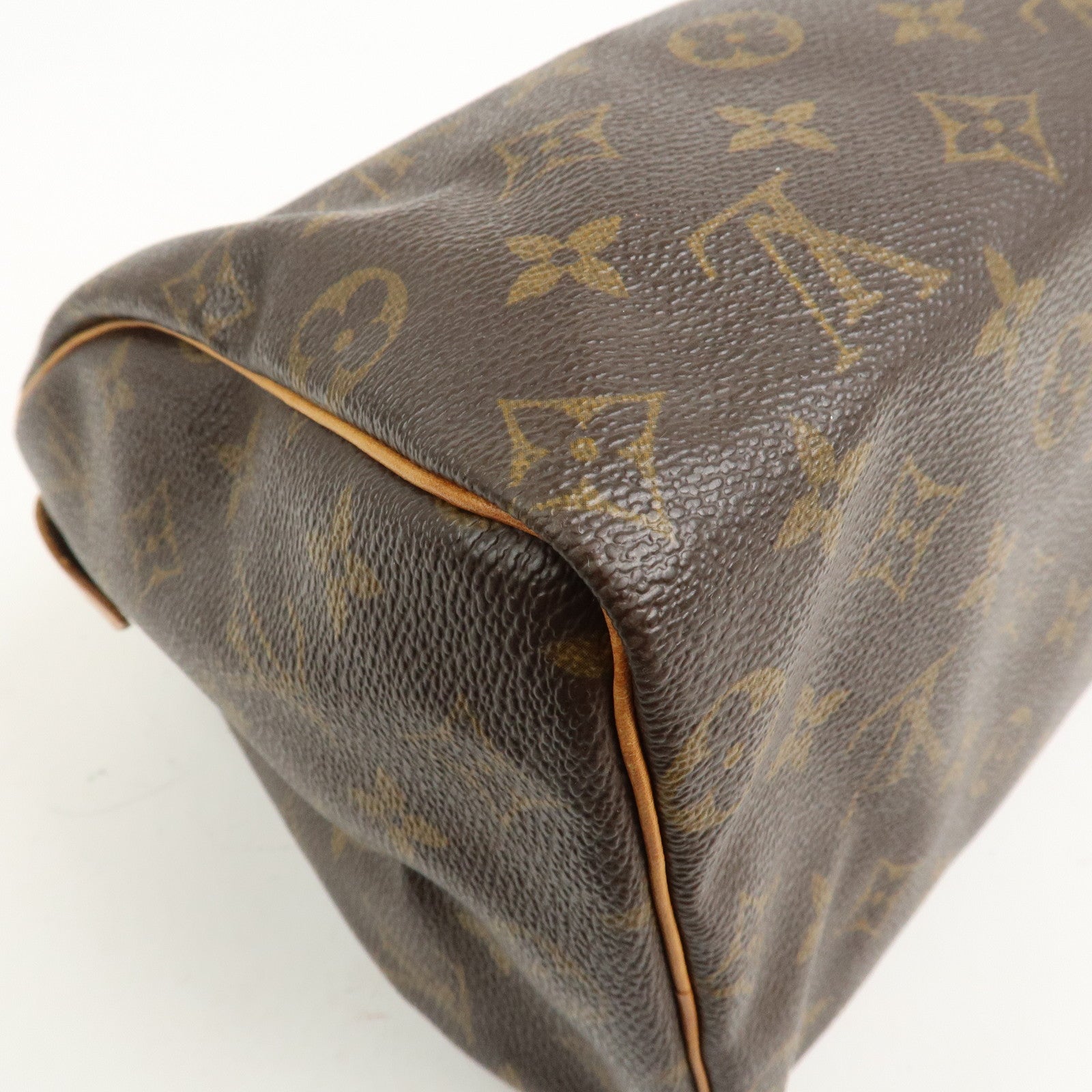Louis Vuitton Monogram Canvas Leather Speedy 25 Boston Bag Brown M41528