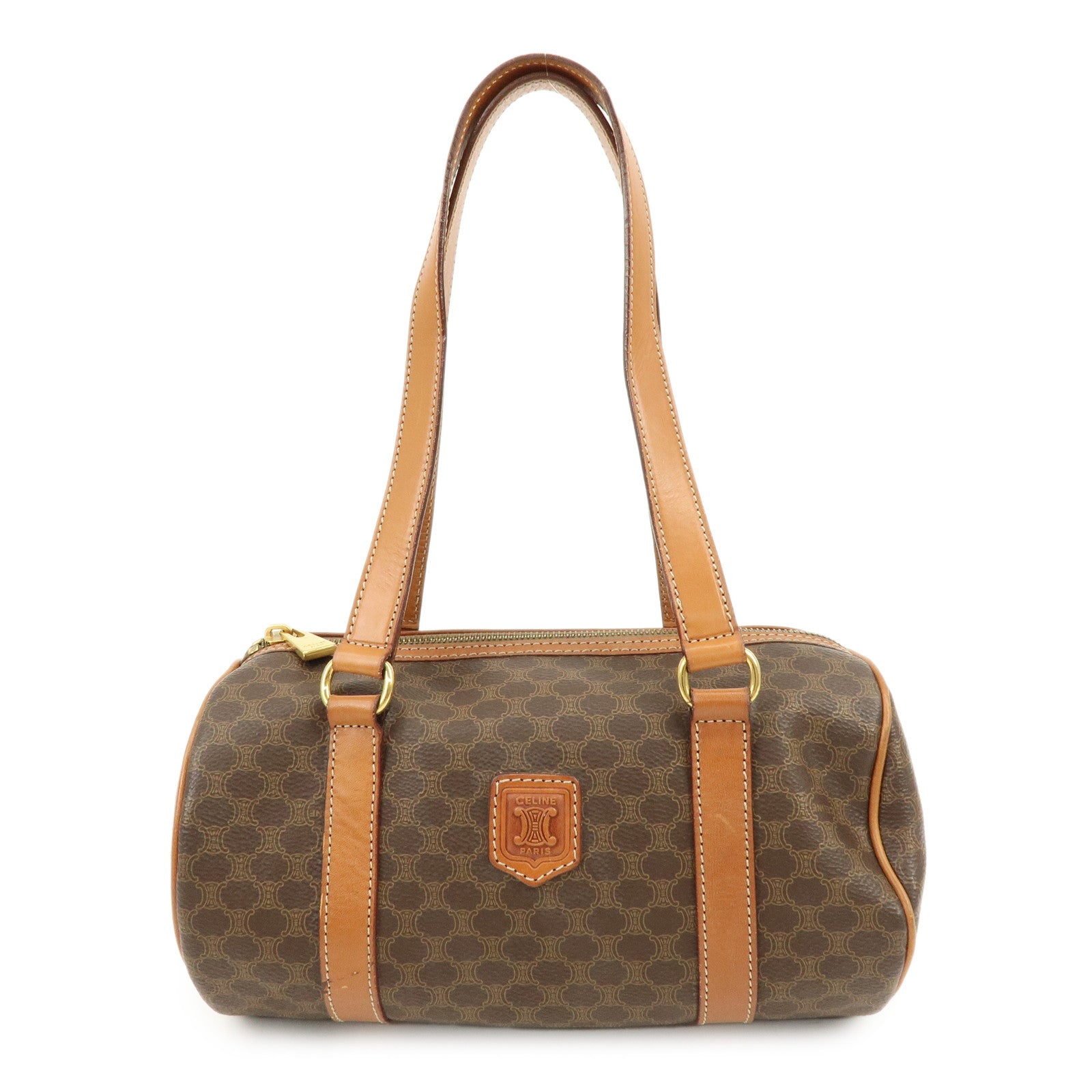 CELINE Macadam PVC Leather Shoulder Bag Hand Bag Brown