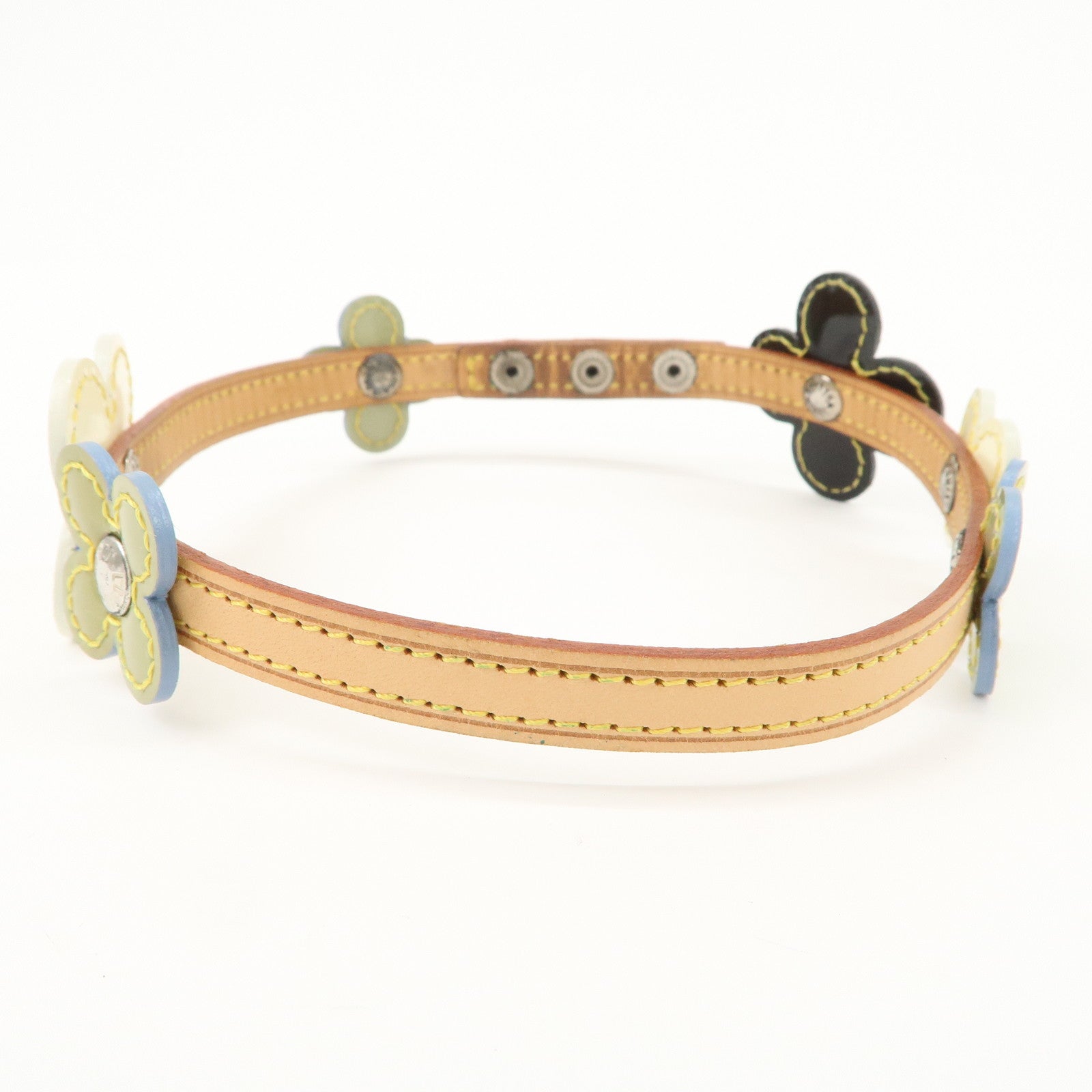 Louis Vuitton Nume Leather Vernis Lethear Flower Lexington Choker Bracelet Natural M92252