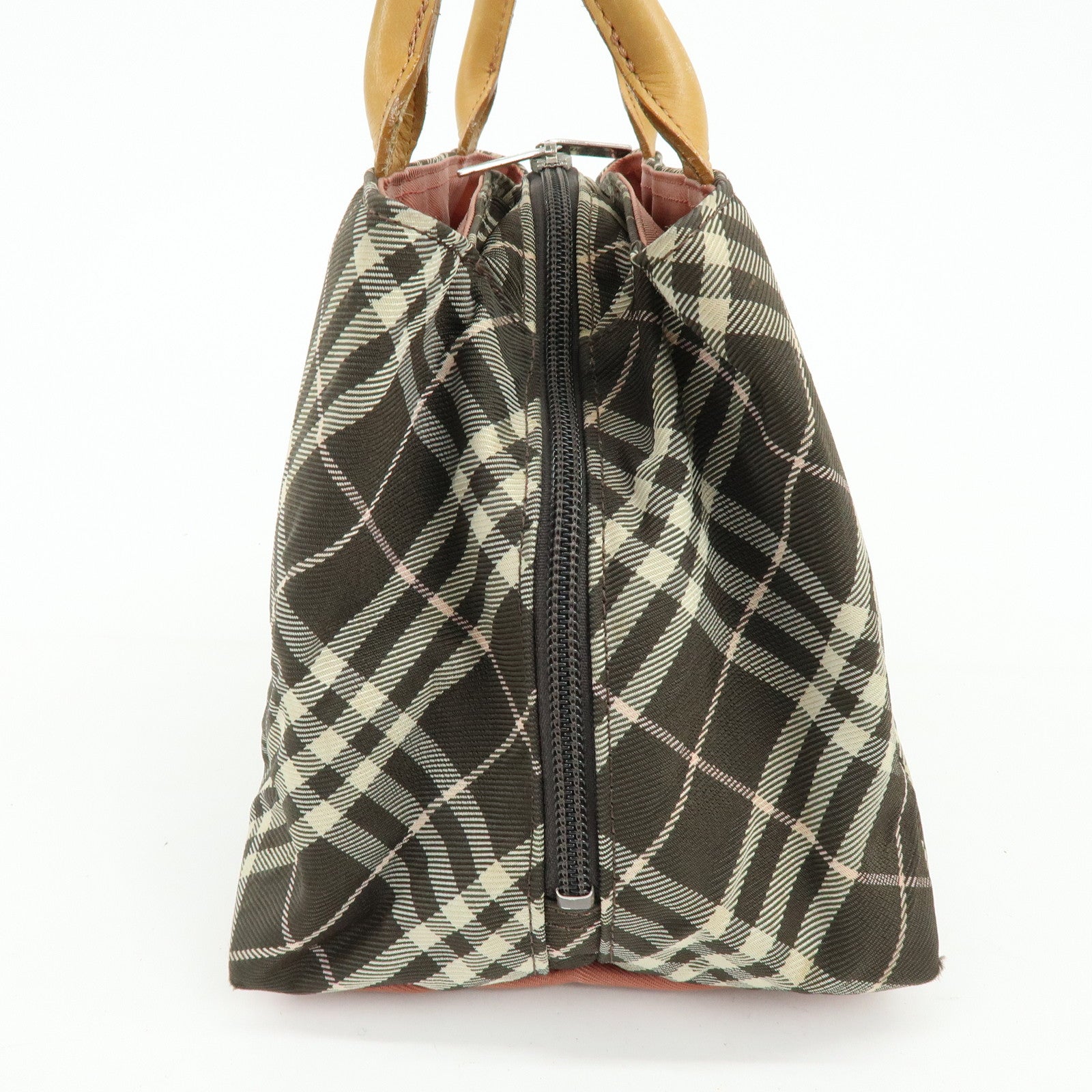 BURBERRY Blue Label Nylon Leather Tote Bag Hand Bag Brown