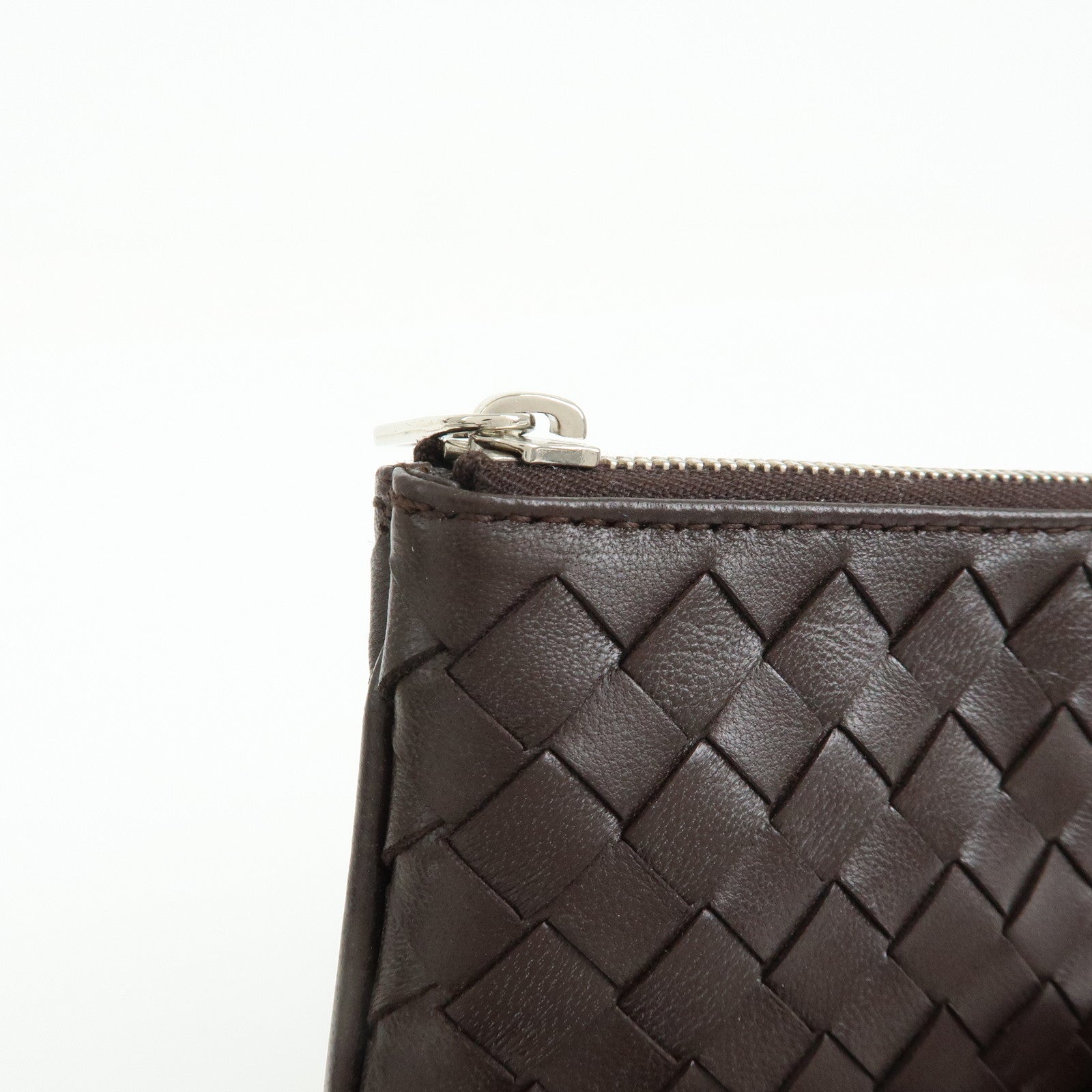 BOTTEGA VENETA Intrecciato Leather Coin Key Case Brown 131232