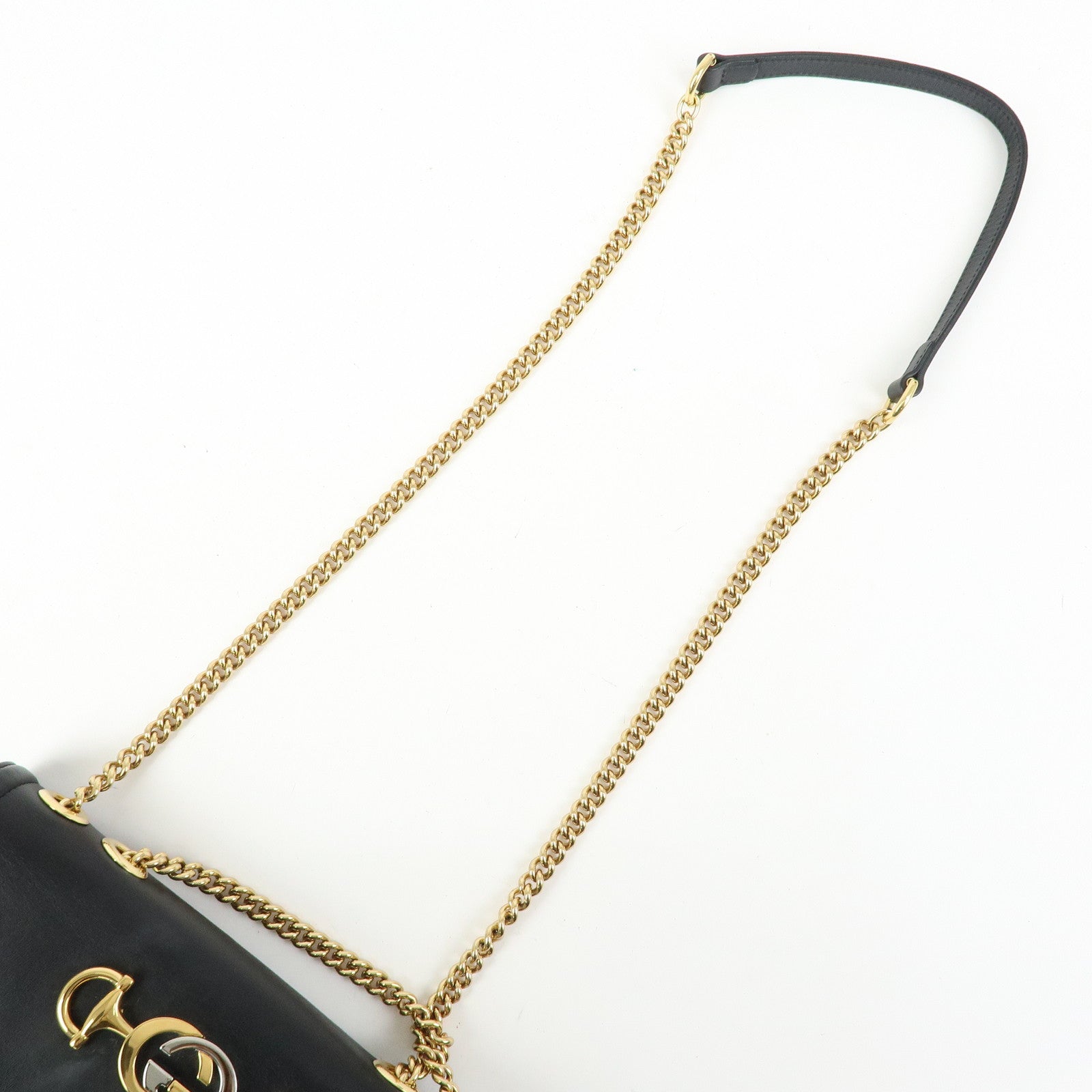 GUCCI Raja Horsebit Interlocking G Chain Shoulder Bag Black 537241