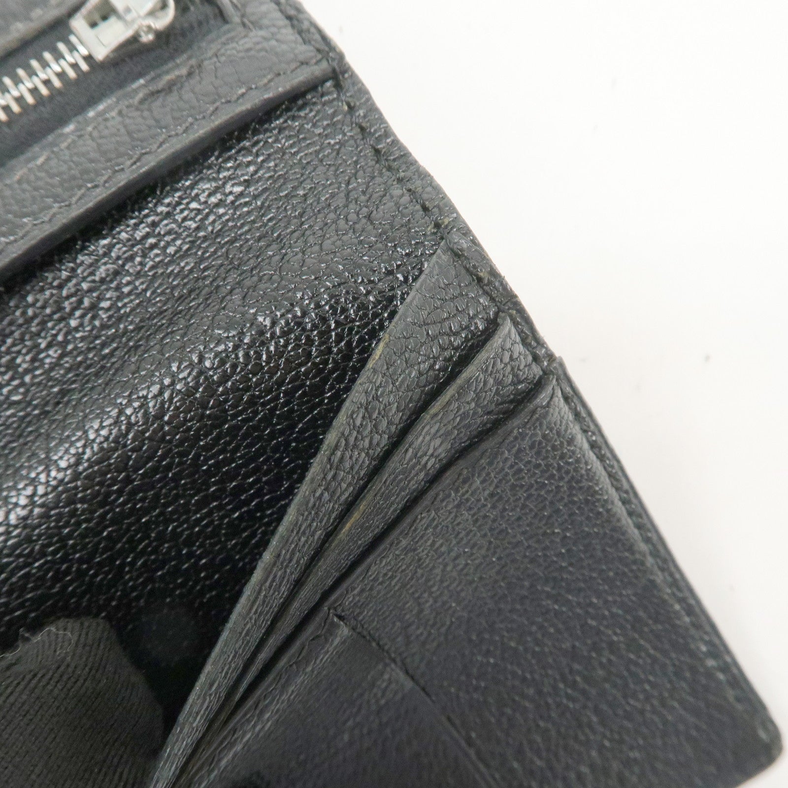 HERMES Bearn Veau Epsom Leather Bi-fold Long Wallet Black