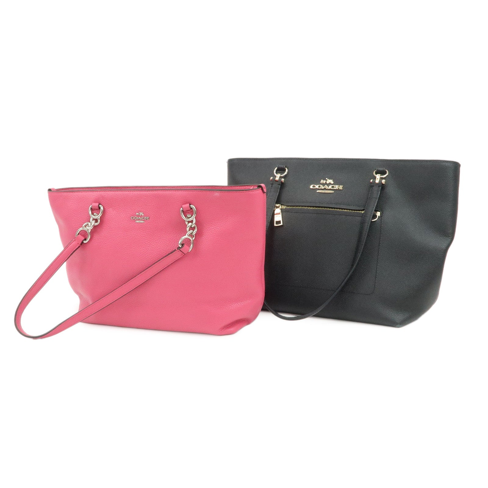 COACH Leather Set of 2 Shoulder Bag Tote Bag Black Pink