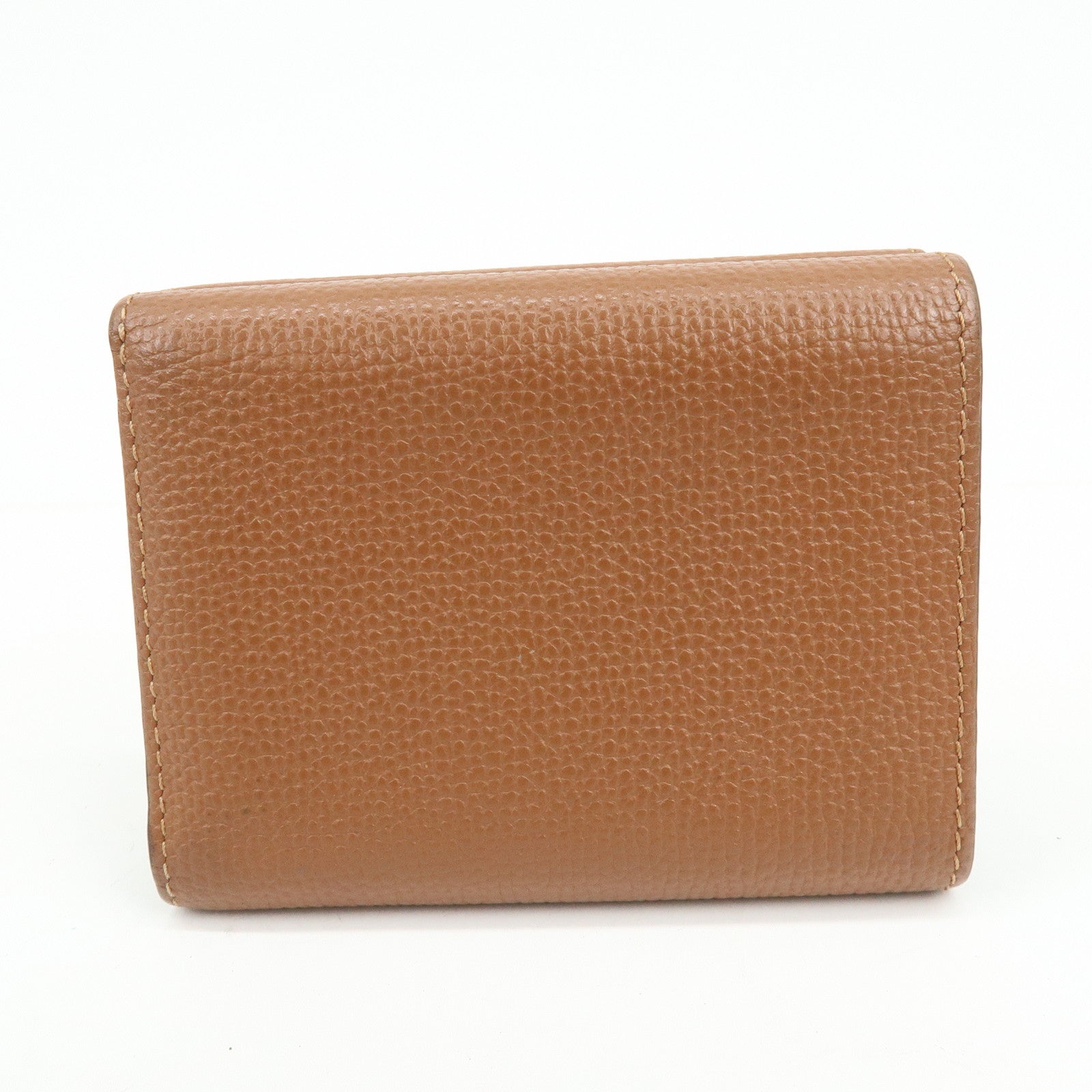 LOEWE Anagram Pebble Grained Calf Compact Tri-fold Wallet Camel
