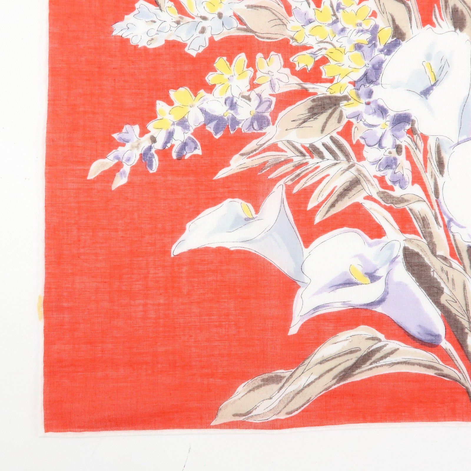 Christian Dior Set of 2 Cotton 100% Scarf Flower Print Red