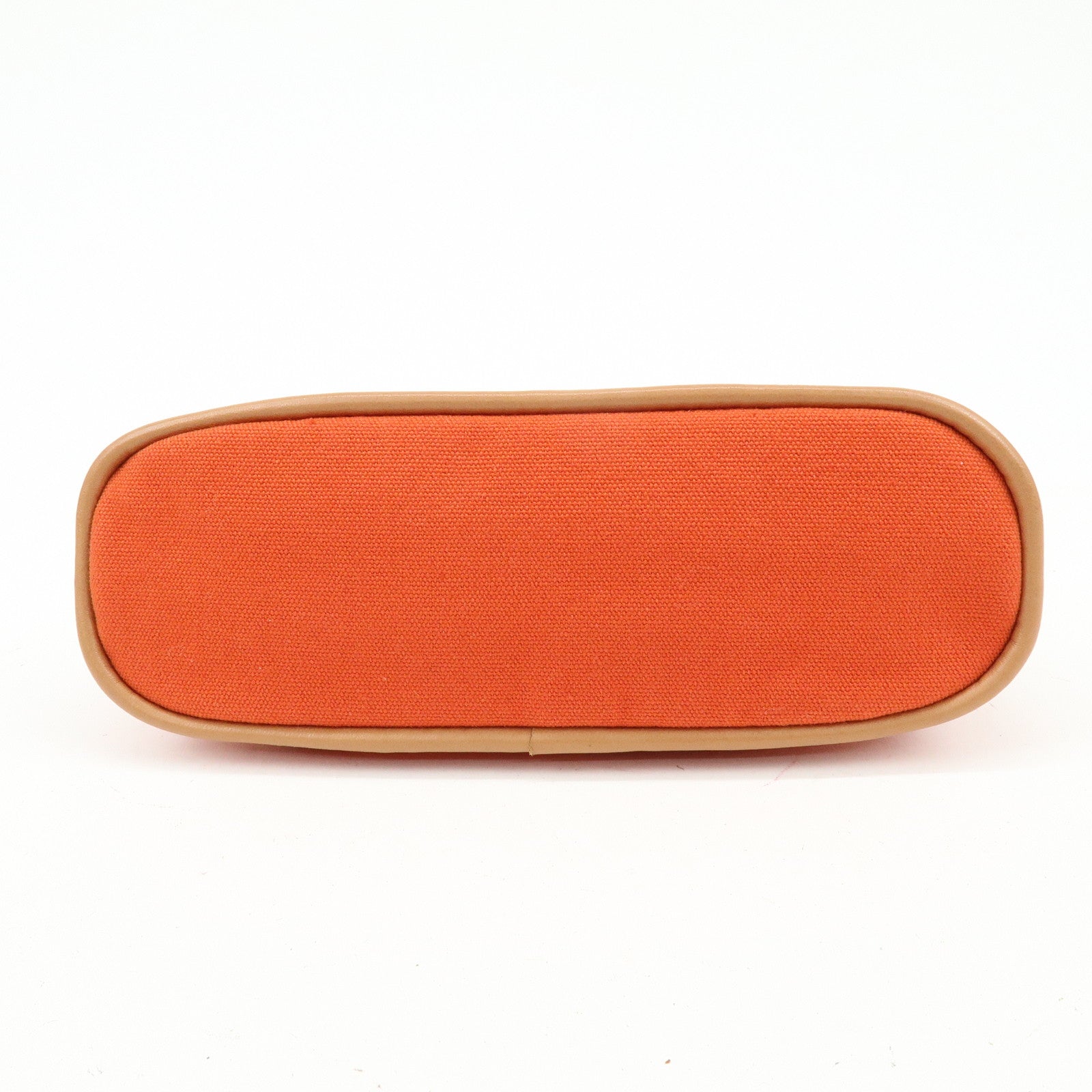 HERMES Bolide Mini Cotton Leather Pouch Cosmetic Pouch Orange