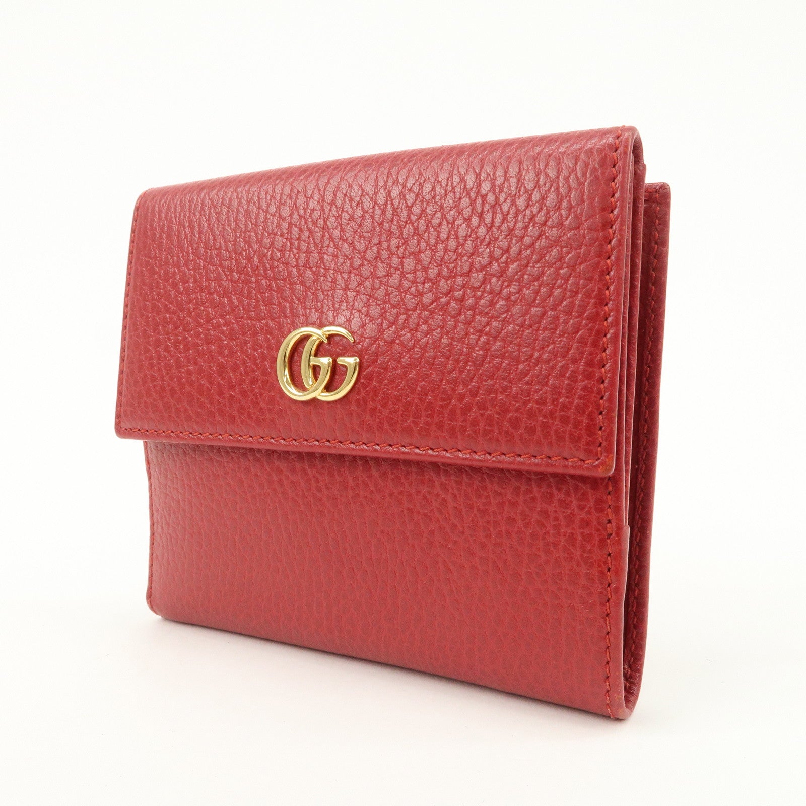GUCCI GG Marmont Leather Bi-Fold Wallet Castilian Red 456122