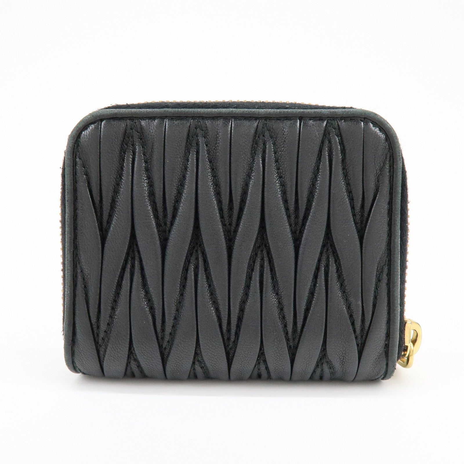 MIU MIU Matelasse Nappa Leather Compact Wallet Black 5MM268