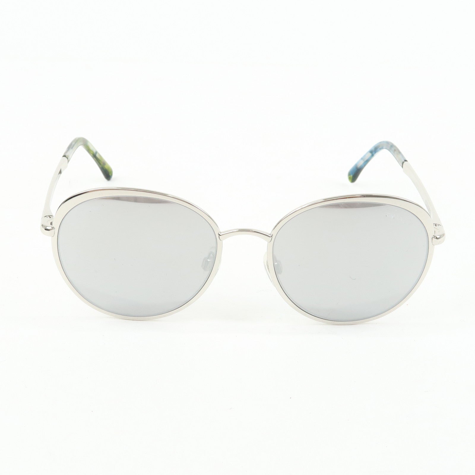 CHANEL Plastic Boston MirrorLens Sunglasses 55□18 Silver Green 4206