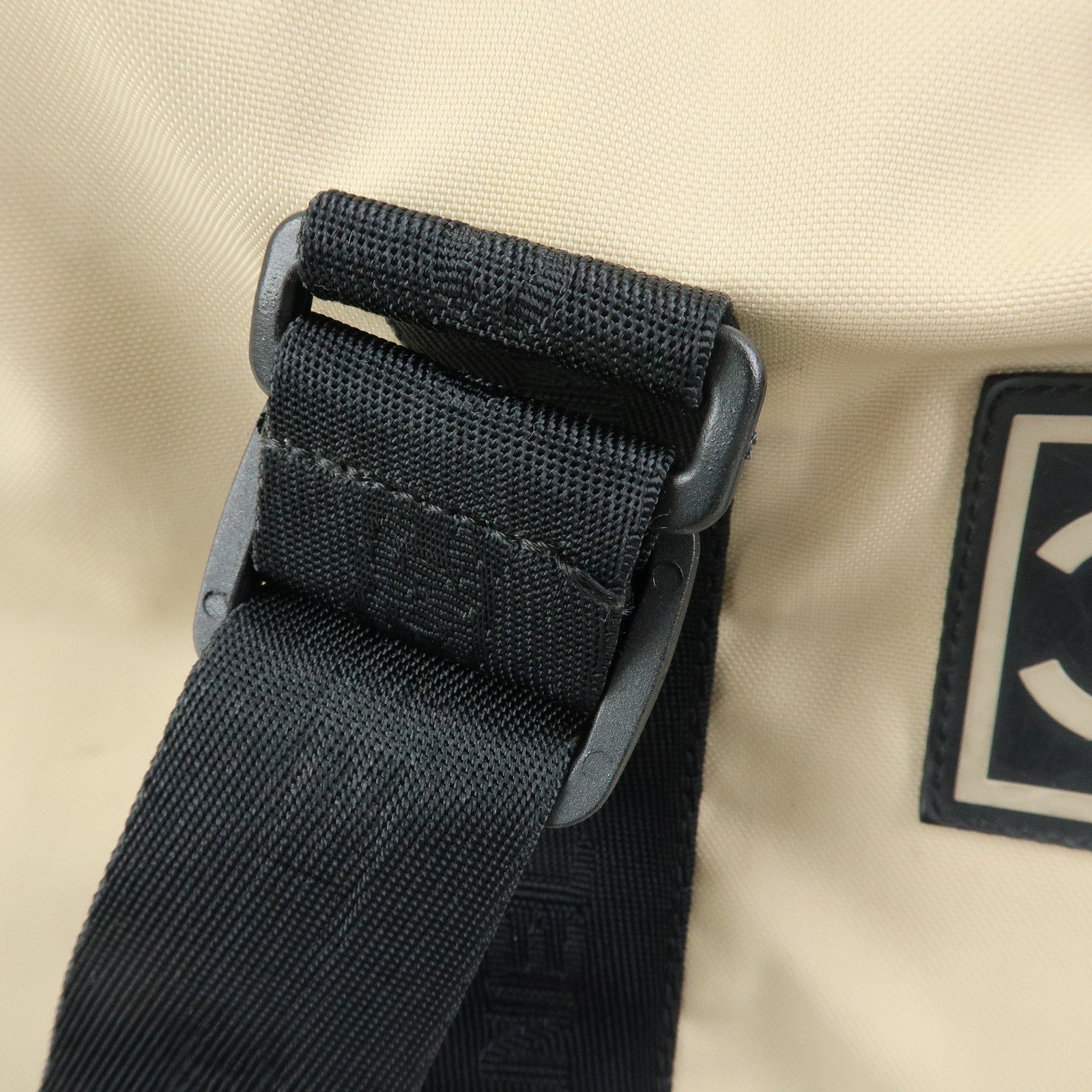 CHANEL CHANEL Sports Nylon Boston Bag Shoulder Bag Beige Black