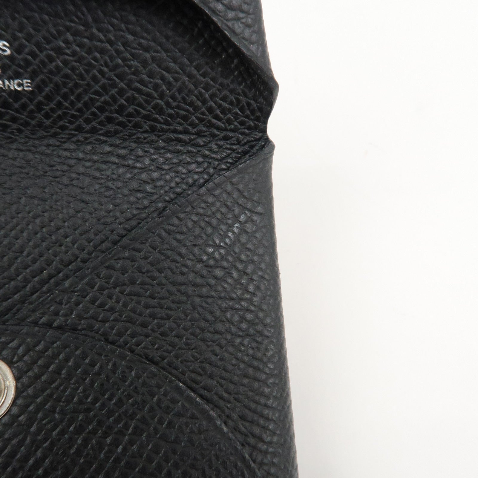 HERMES BASTIA Leather Coin Case Coin Purse Black