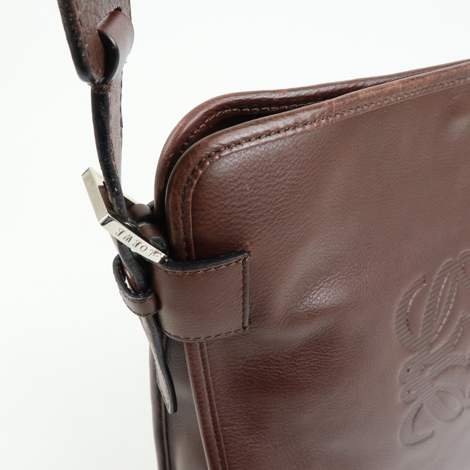 LOEWE Anagram Leather Shoulder Bag Messenger Bag Brown