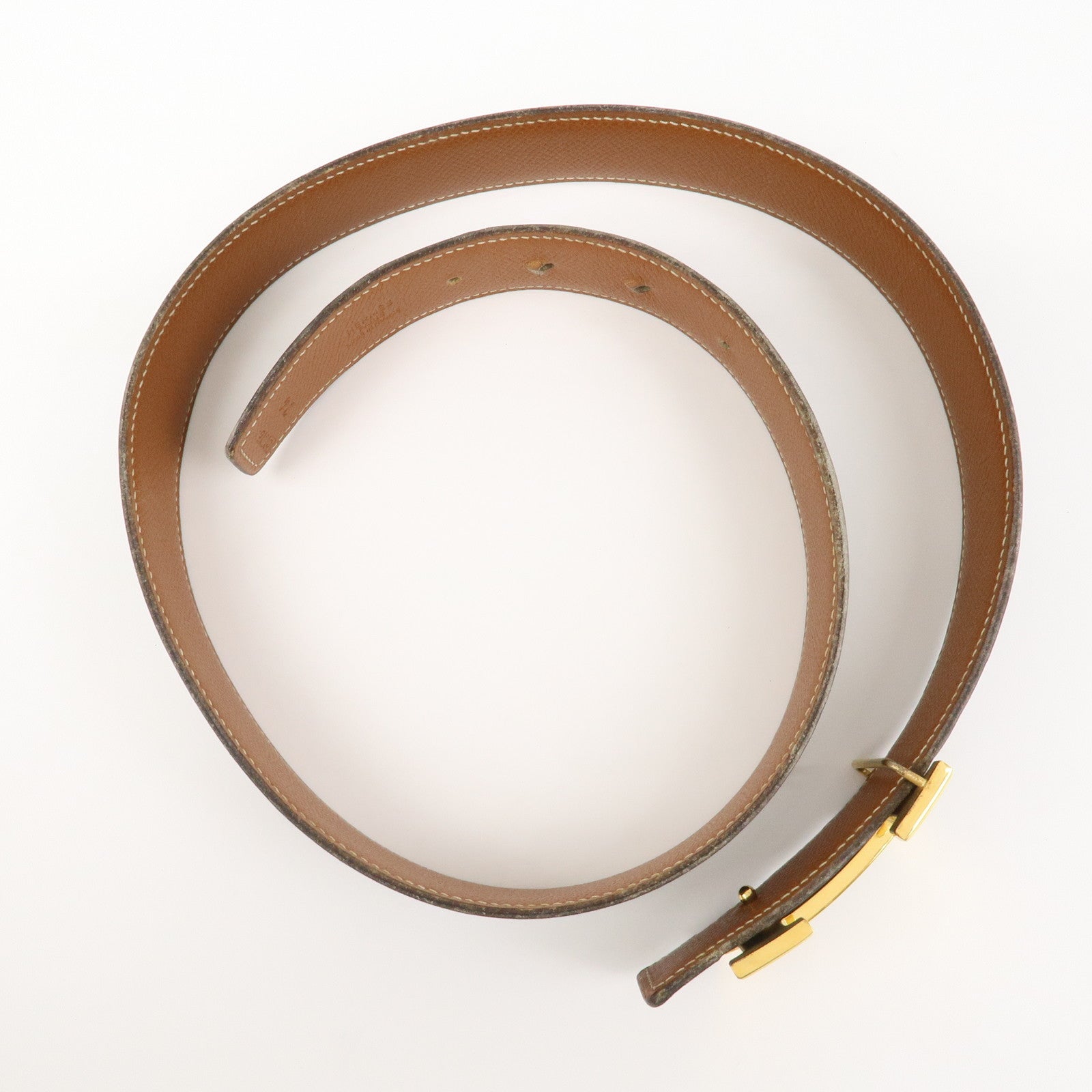 HERMES Leather H Buckle Reversible Constance Belt C Stamped