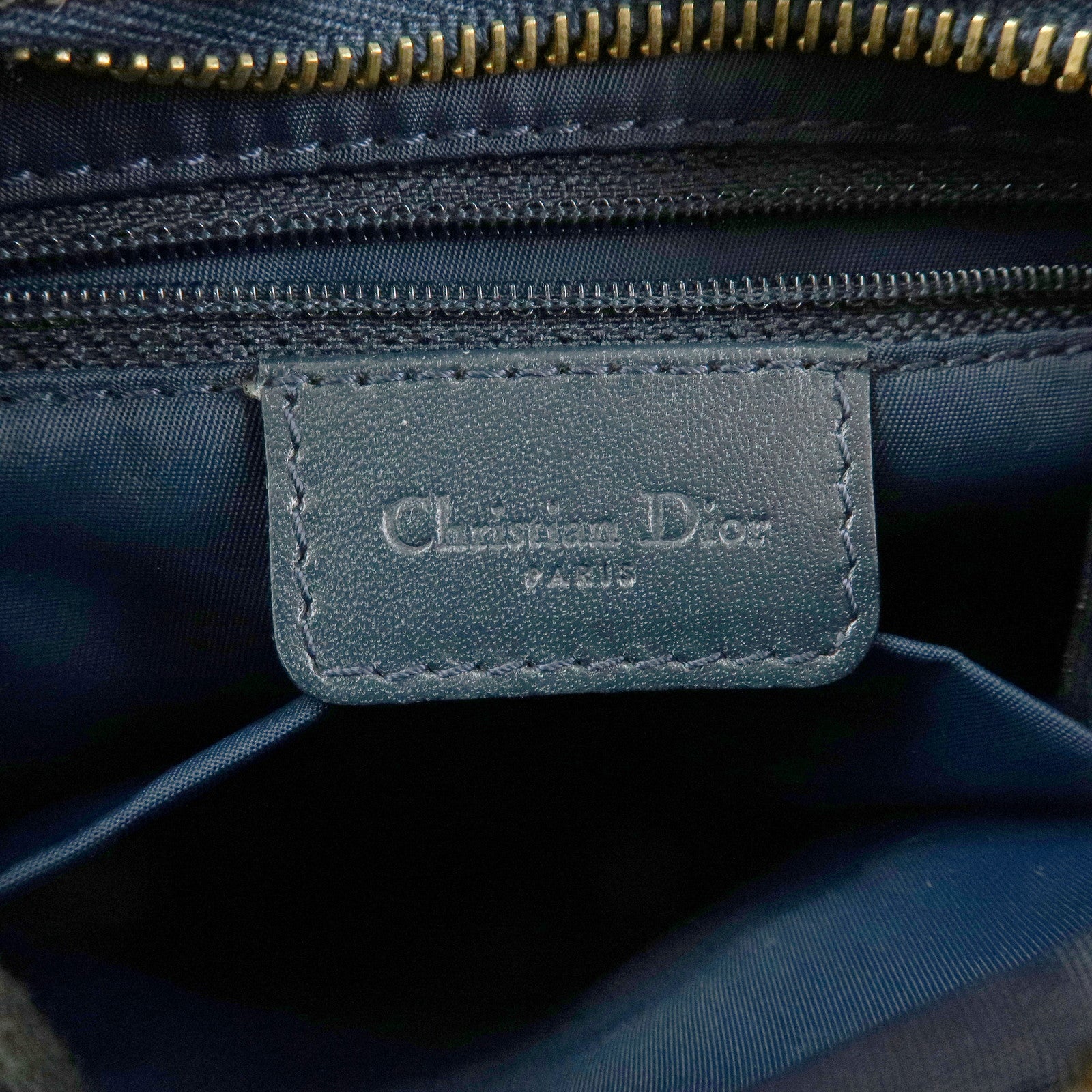 Christian Dior Trotter Jacquard Leather Shoulder Crossbody Bag Navy