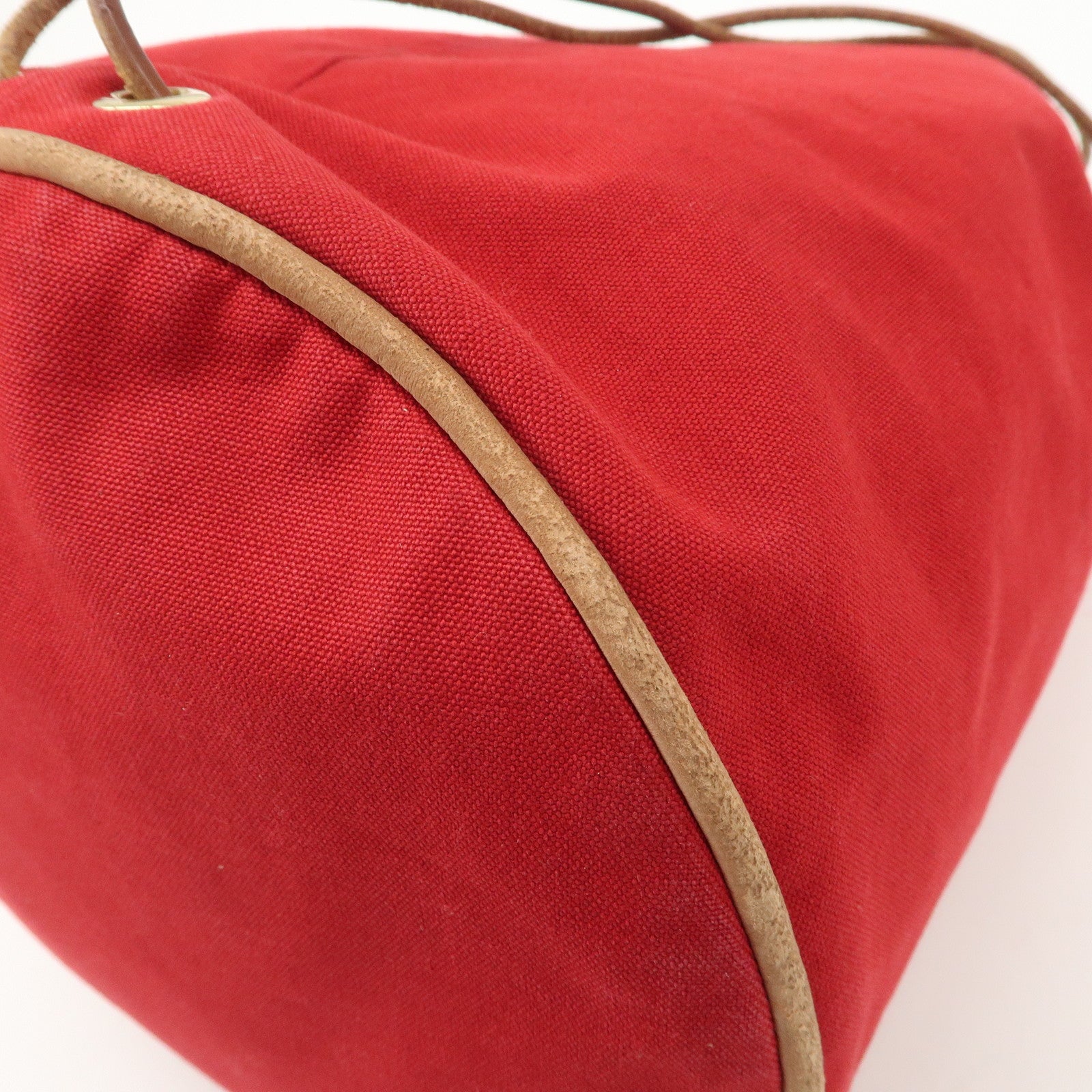 HERMES Porochon Mimil Canvas Leather PM Shoulder Bag Red