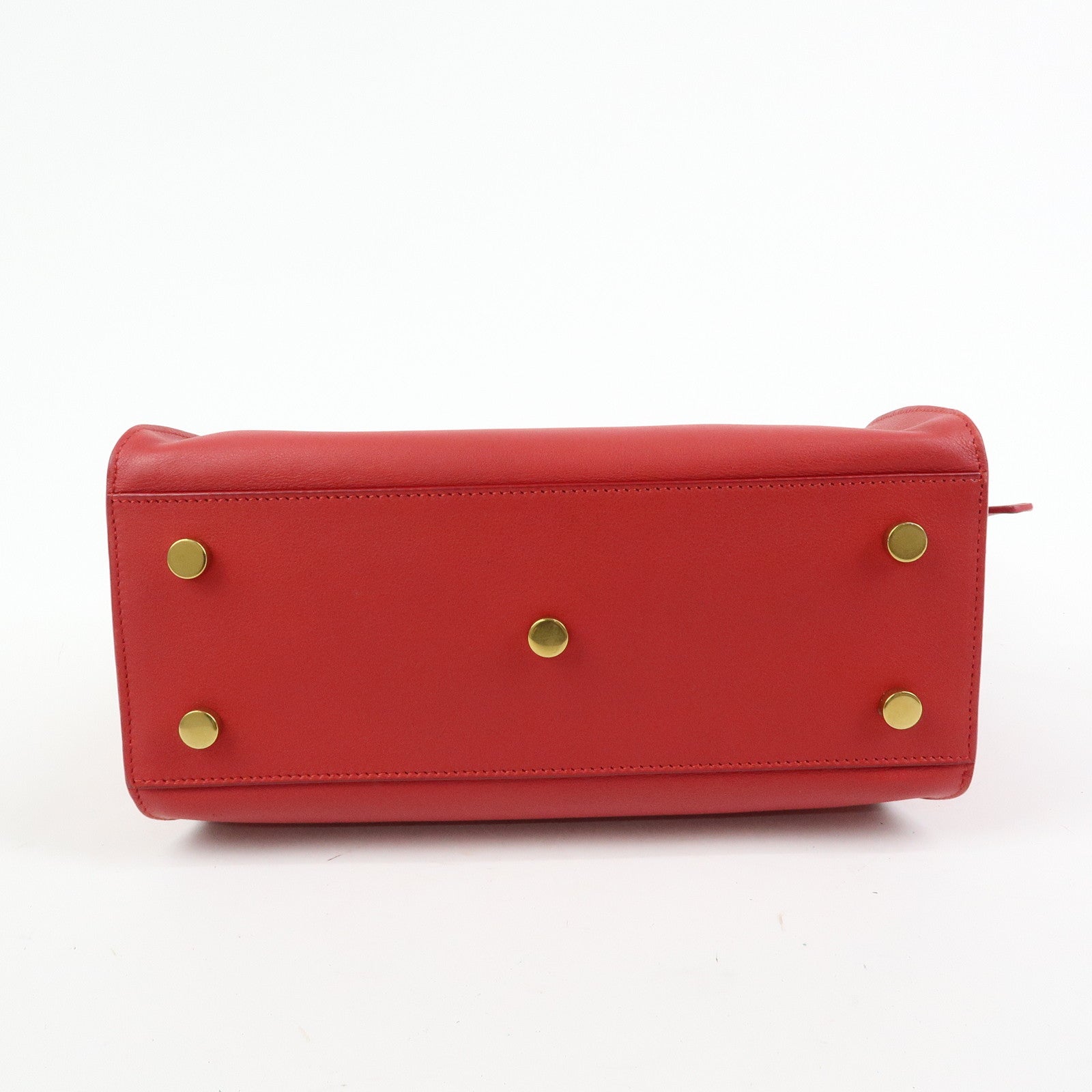 SAINT LAURENT PARIS Baby Cabas Leather 2Way Bag Hand Bag Red 424868