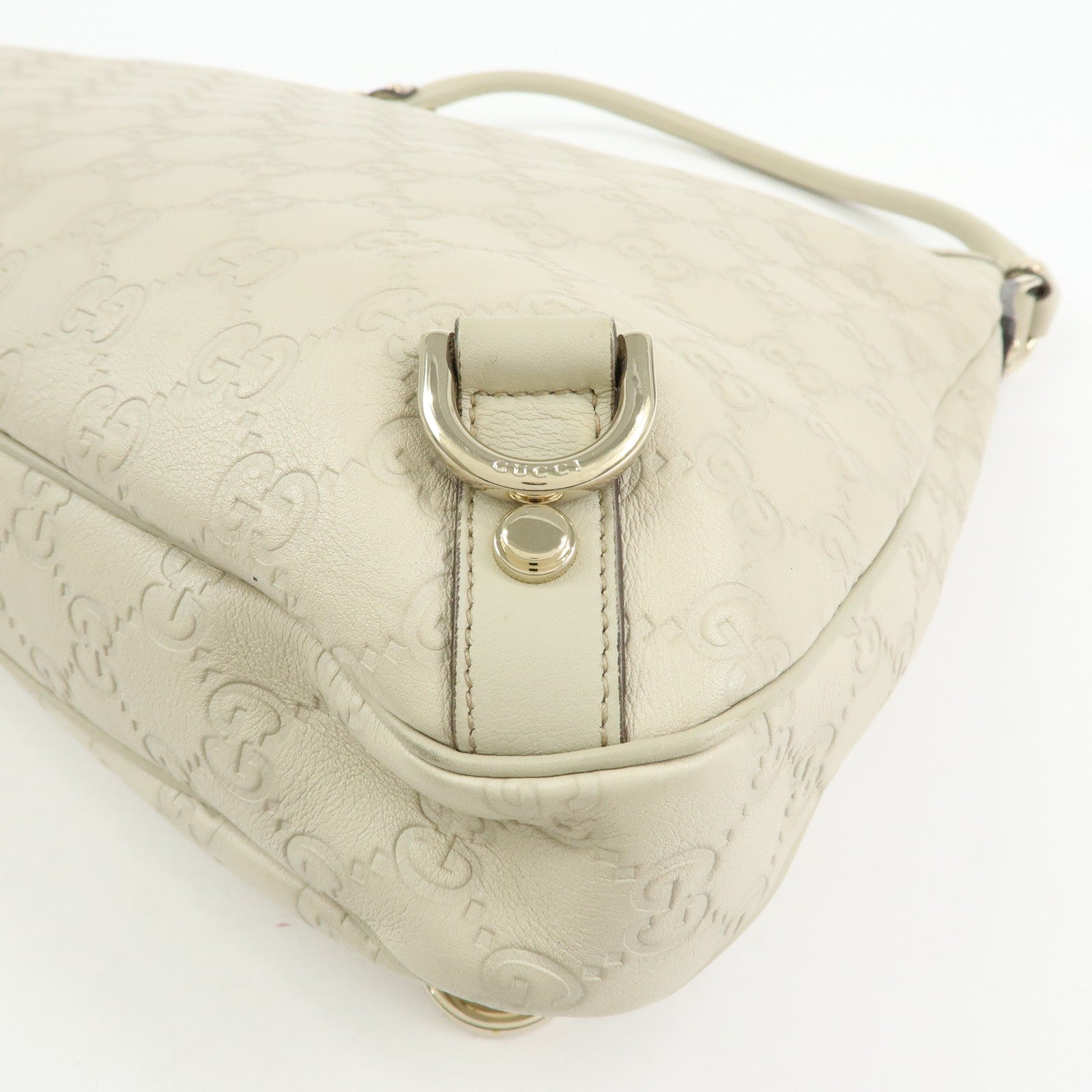GUCCI Abbey Guccissima Leather Shoulder Bag Hand Bag White 130737