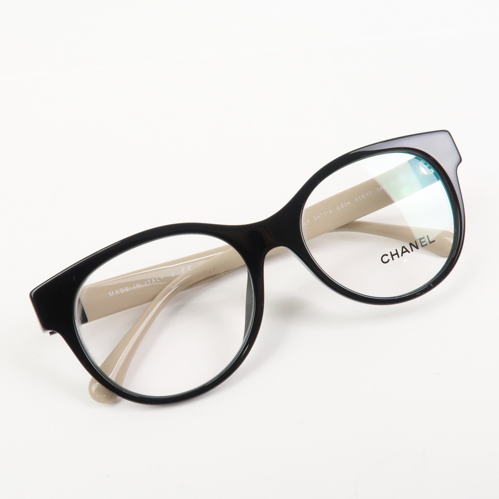 CHANEL Plastic Sunglasses Black Beige 3471-A c.534 51□17 140 S