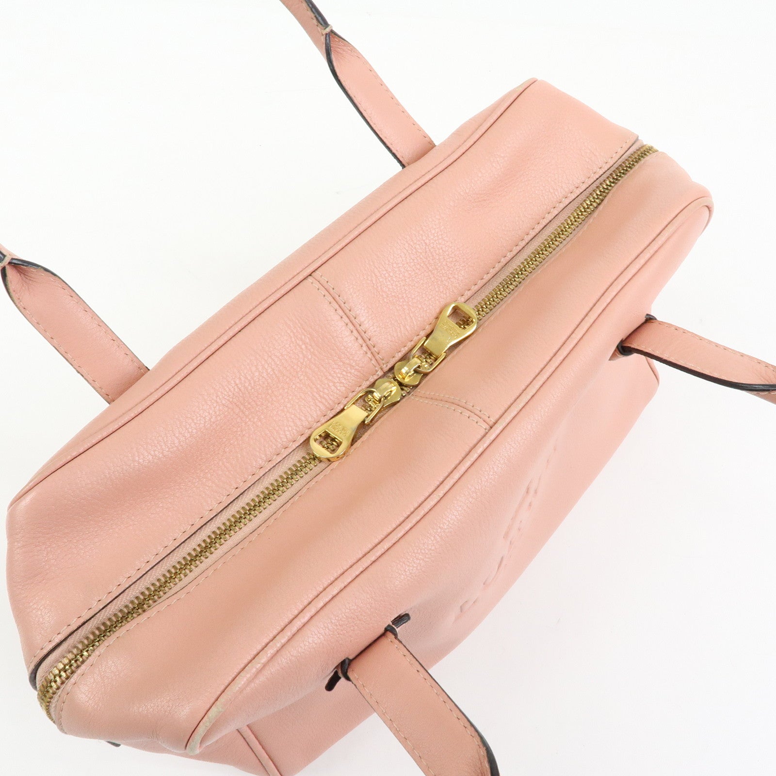 LOEWE Heritage Logo Leather Boston Bag Shoulder Bag Pink
