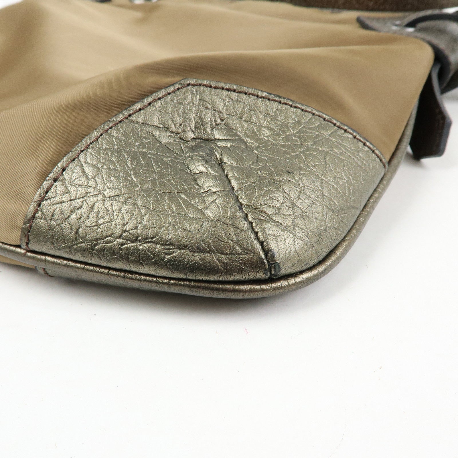 BURBERRY Nylon Leather Shoulder Bag Crossbody Bag Khaki