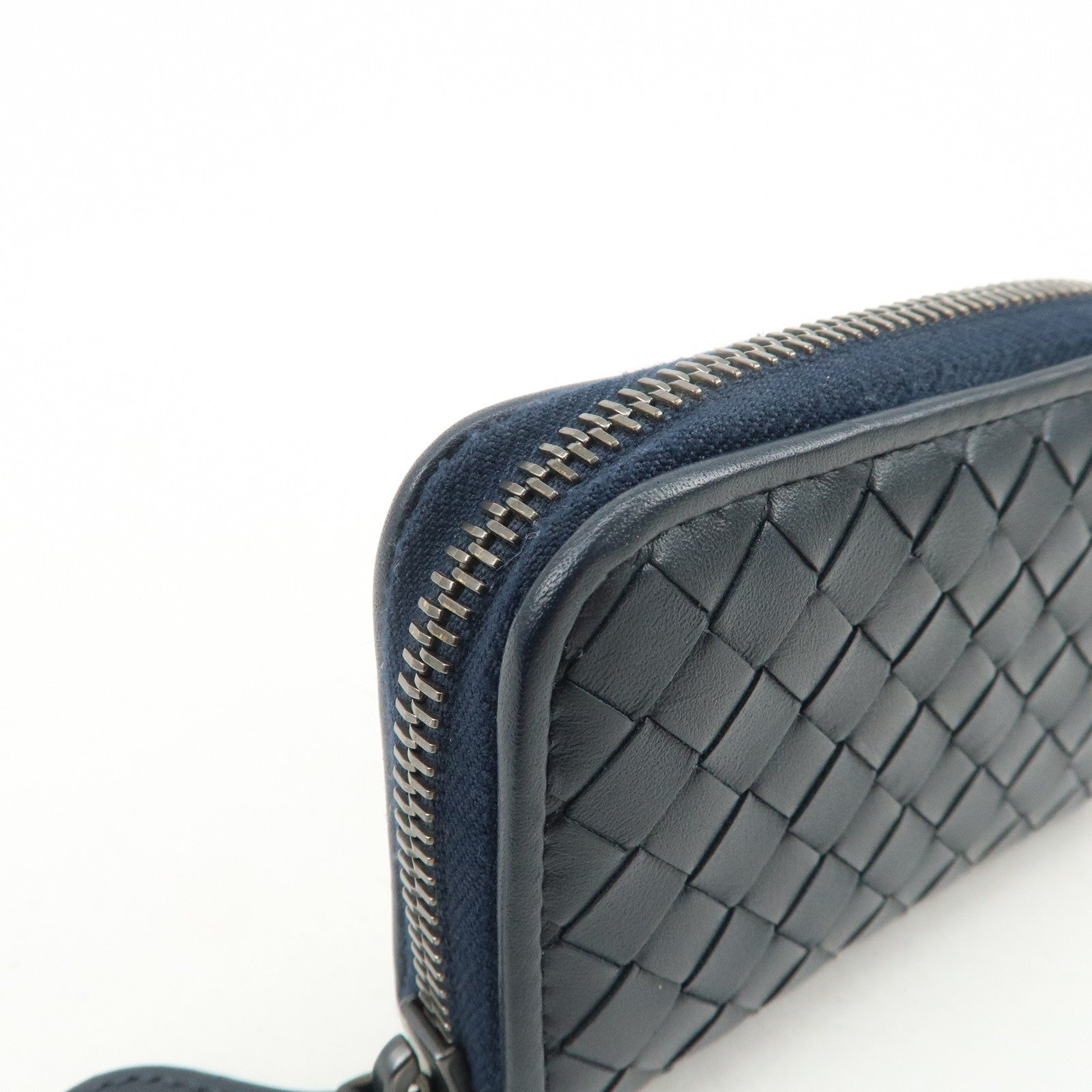 BOTTEGA VENETA Intrecciato Leather Coin Case Navy 114075