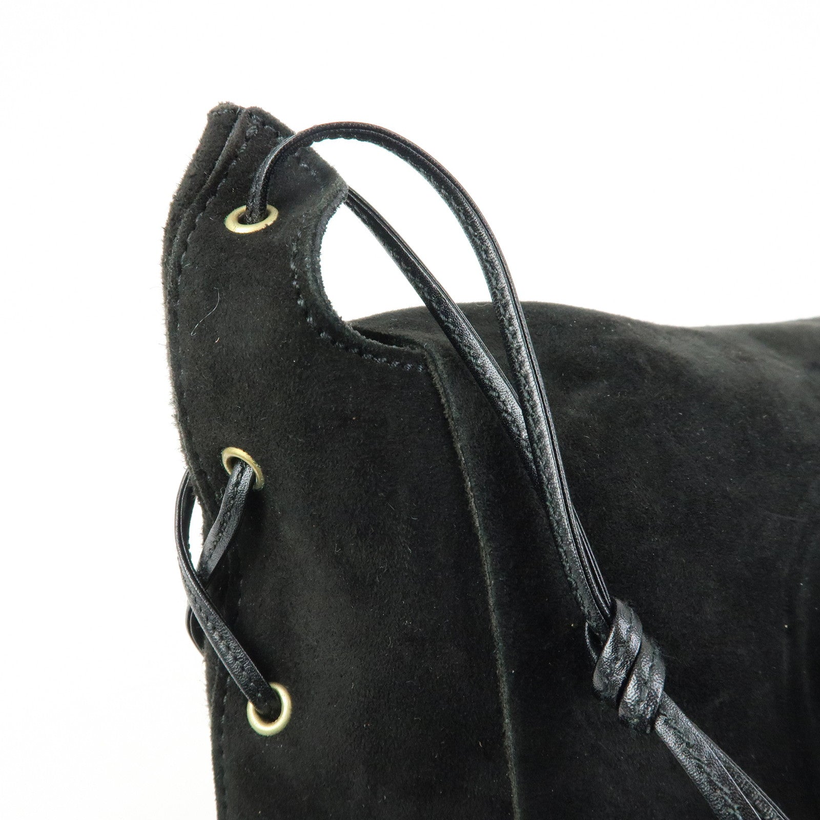 GUCCI Heart Suede Leather Shoulder Bag Crossbody Bag Black 95107