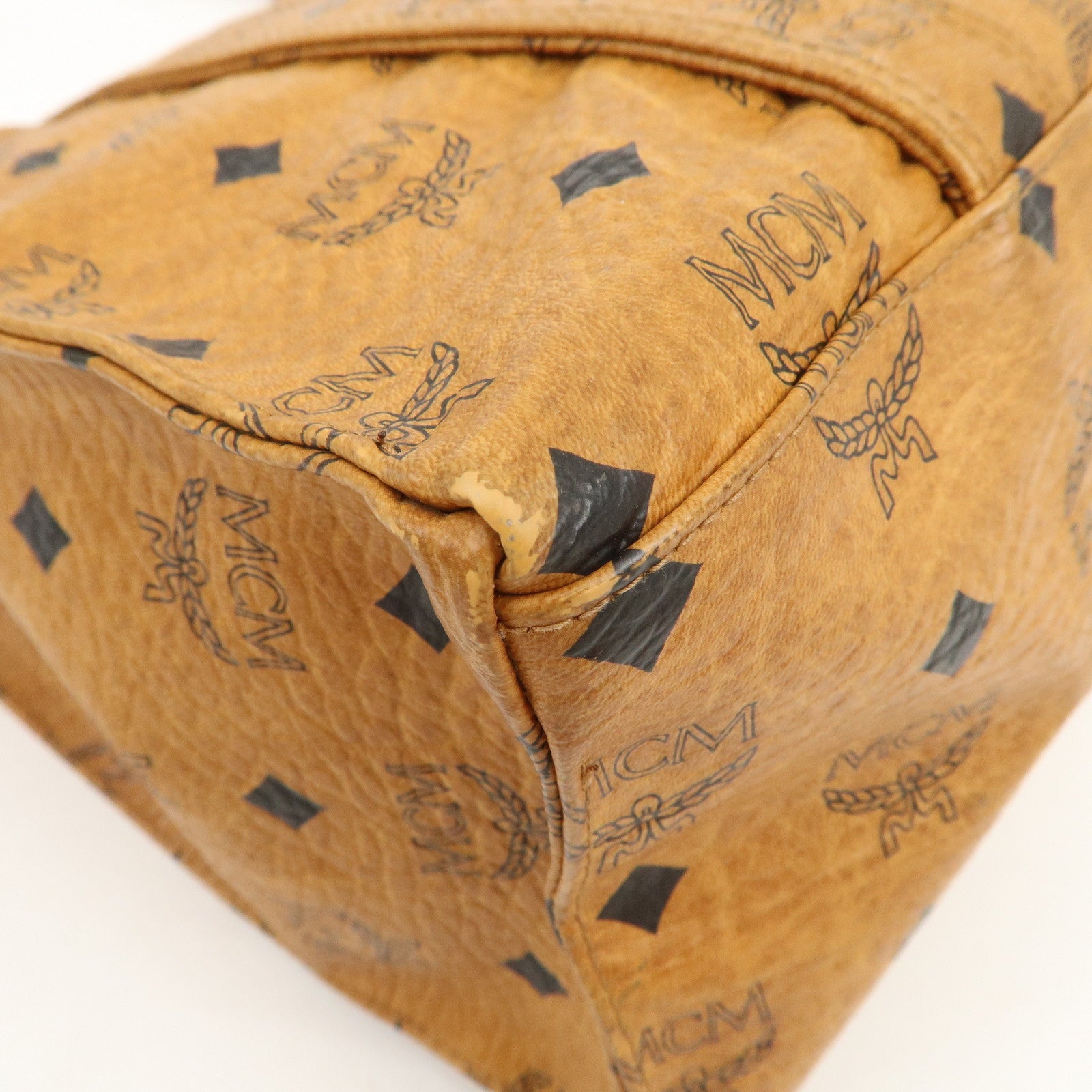 MCM Visetos Leather Shoulder Bag Tote Bag Brown