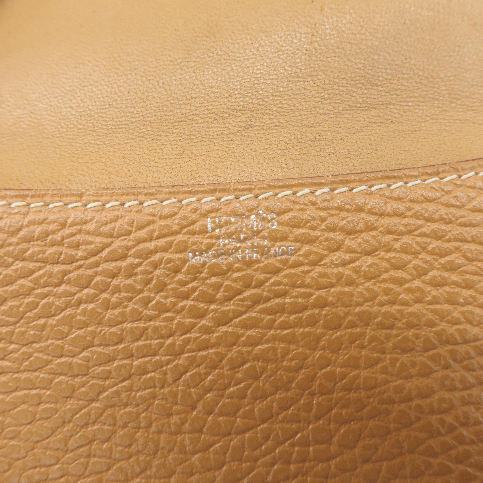 HERMES Leather Ameli H Logo Shoulder Bag Brown Silver HDW Used