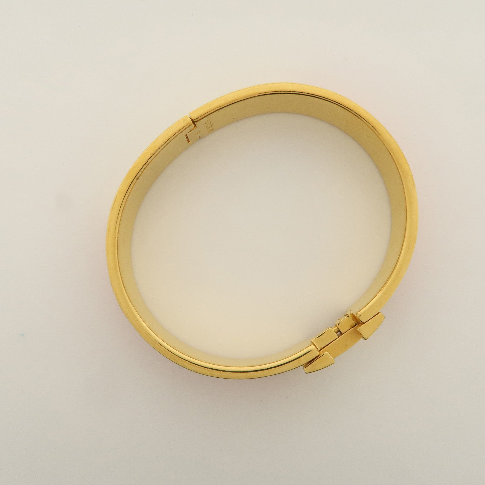 HERMES Clik Clac PM H Logo Metal Bracelet Gold Orange